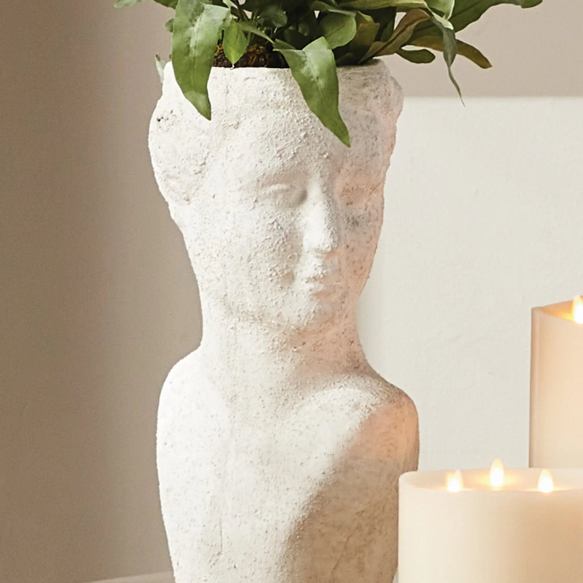 Weathered Garden Female Bust Planter | Limestone Finish Napa Home & Garden