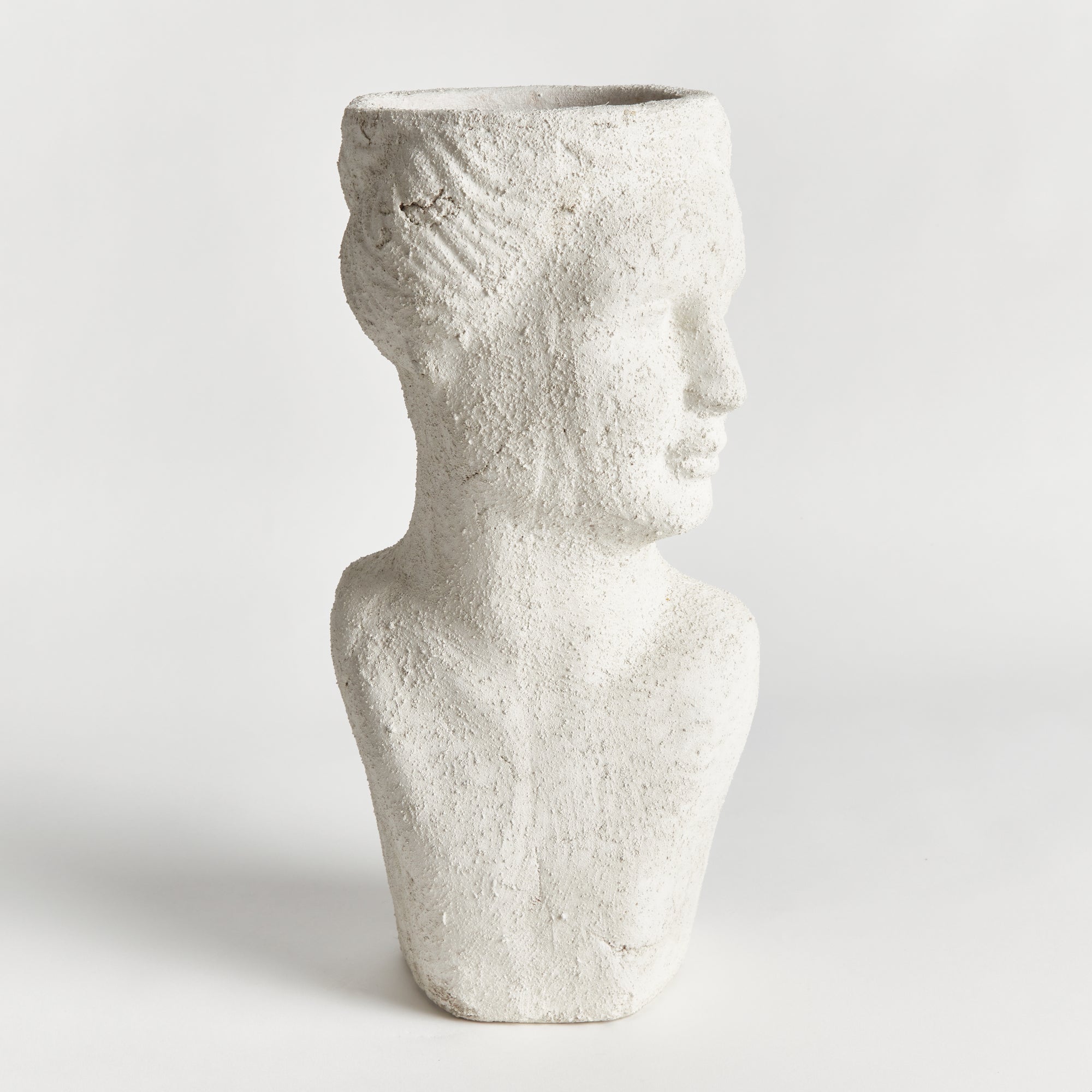 Weathered Garden Female Bust Planter | Limestone Finish