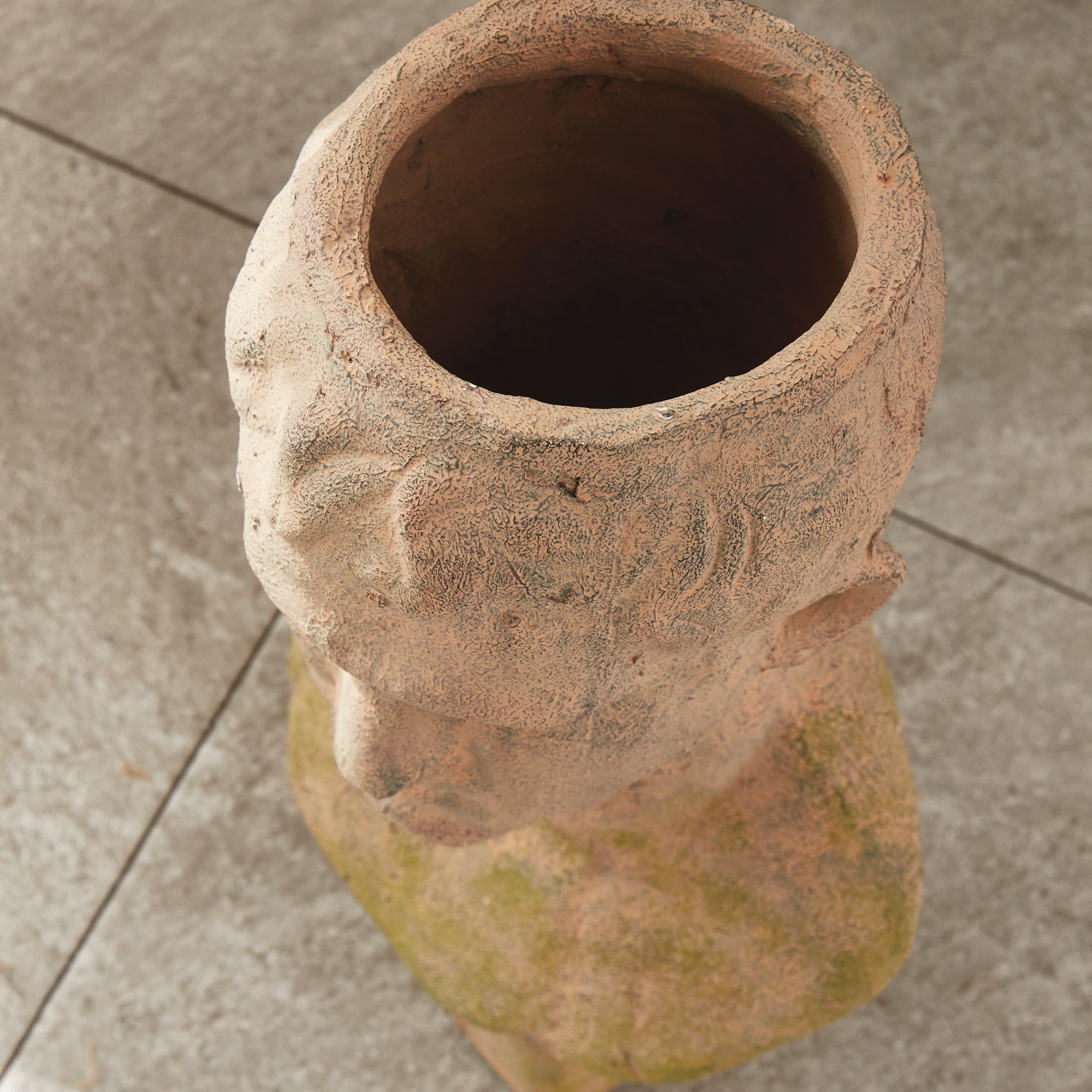 Weathered Garden Male Bust Planter | Moss Terracotta Finish