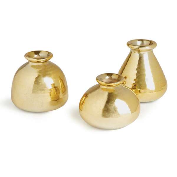 Tinsley Bud Vases - Set of 3 Champagne Gold Stoneware Vases