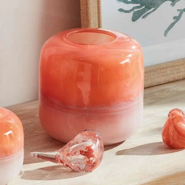 Melora Vase - Small or Large Melon Ombre Mouth-Blown Glass - Villa Decor & Design