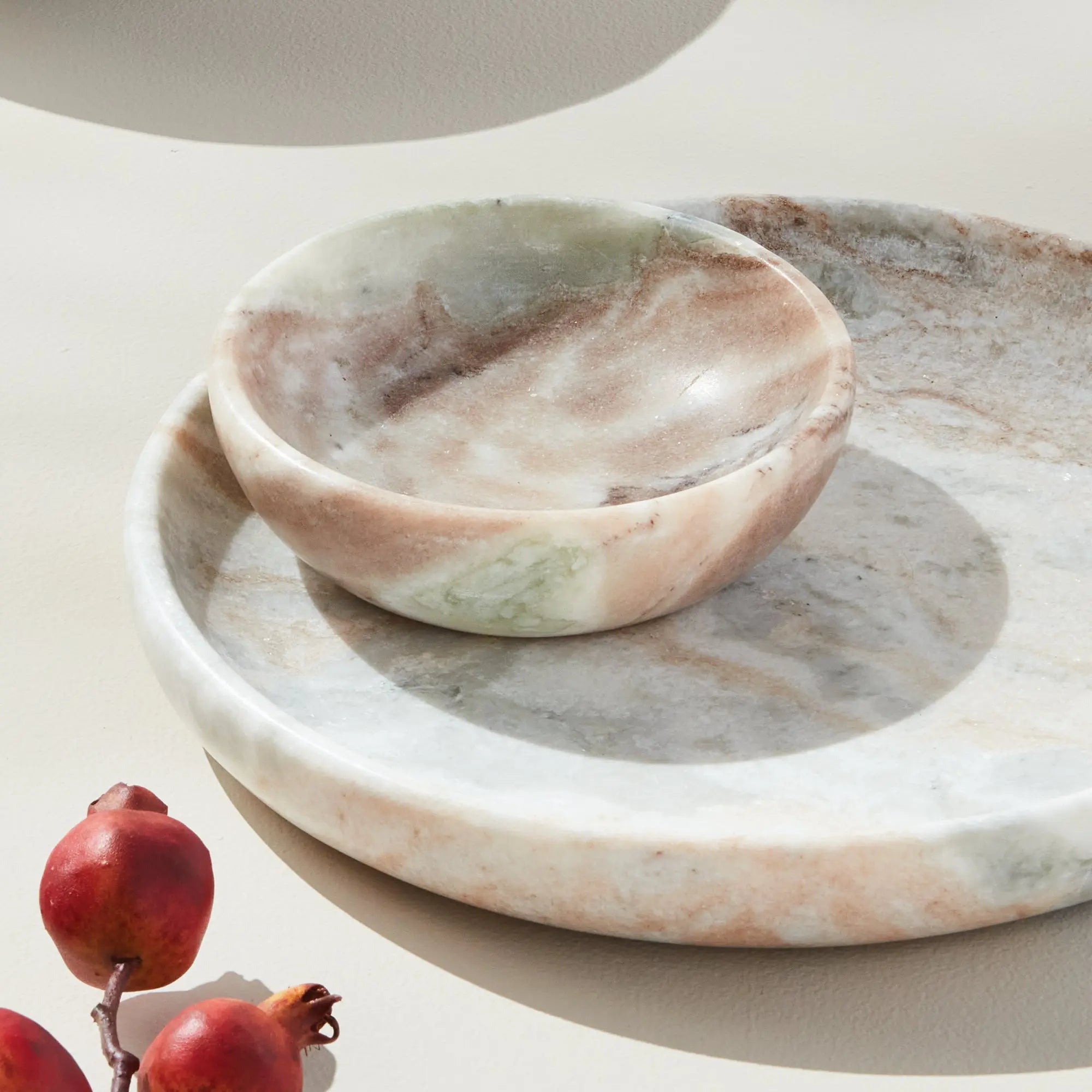 Josephine marble bowl with natural brown veining