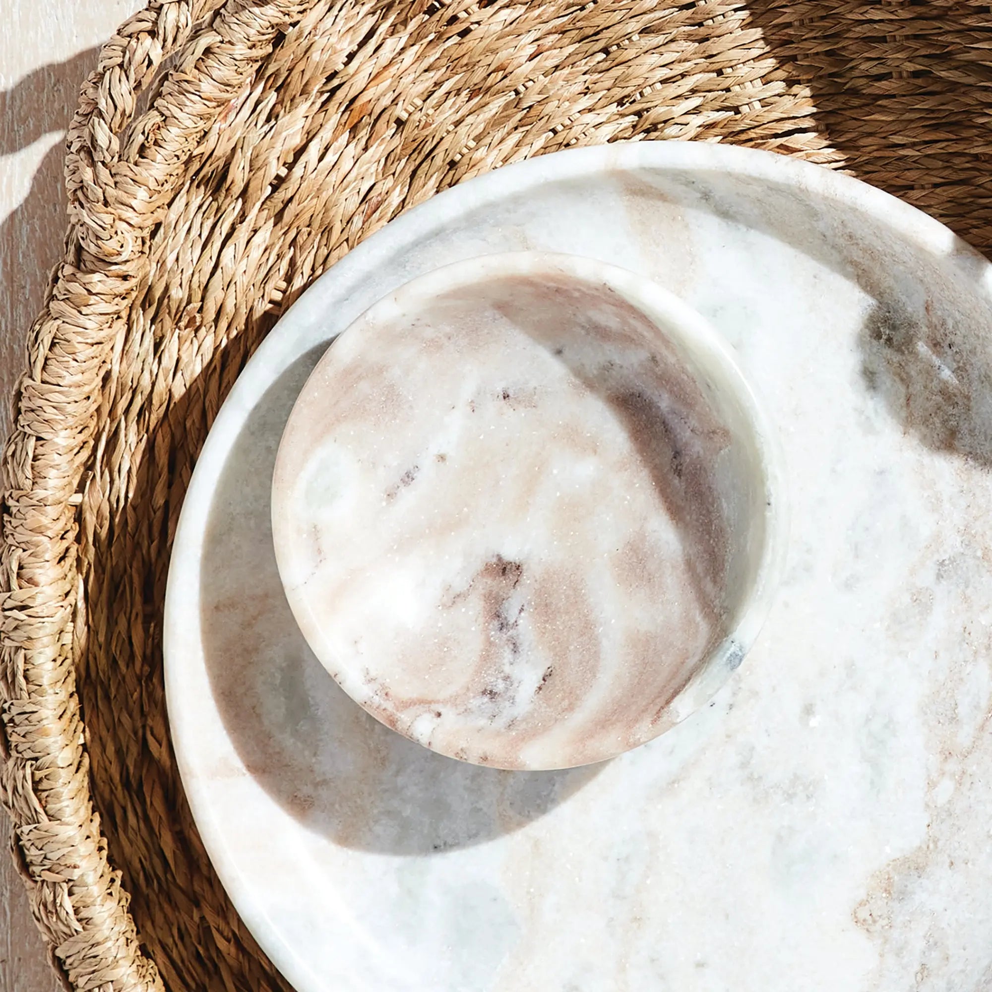 Josephine marble bowl with natural brown veining