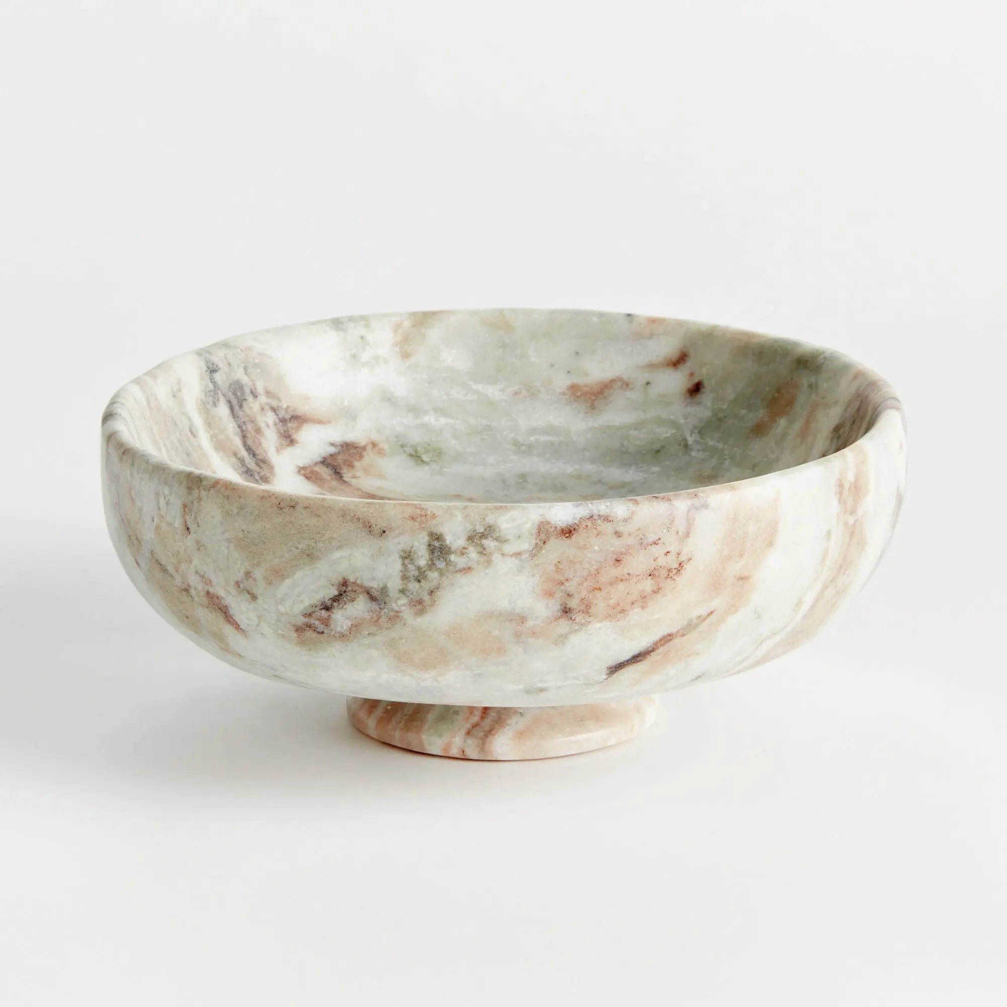 Josephine marble footed bowl with natural brown veining