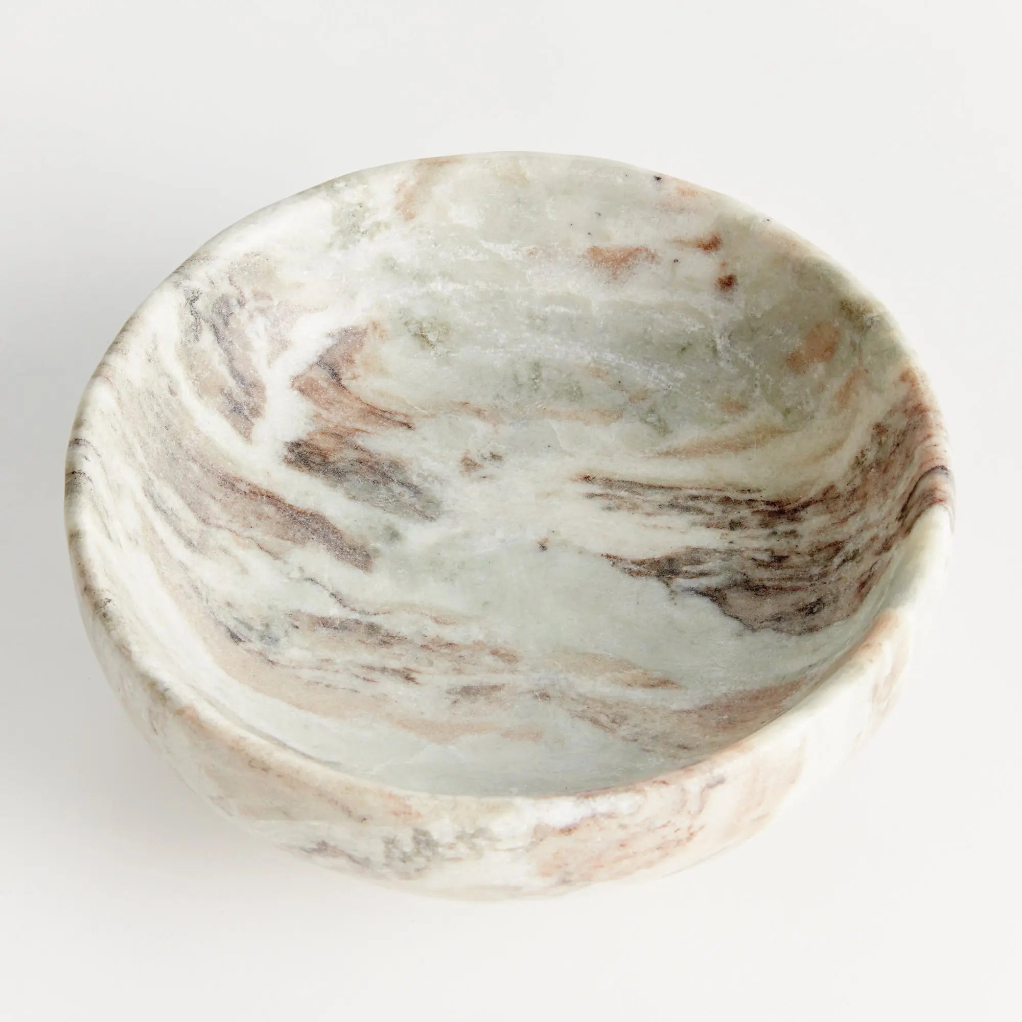 Josephine marble footed bowl with natural brown veining