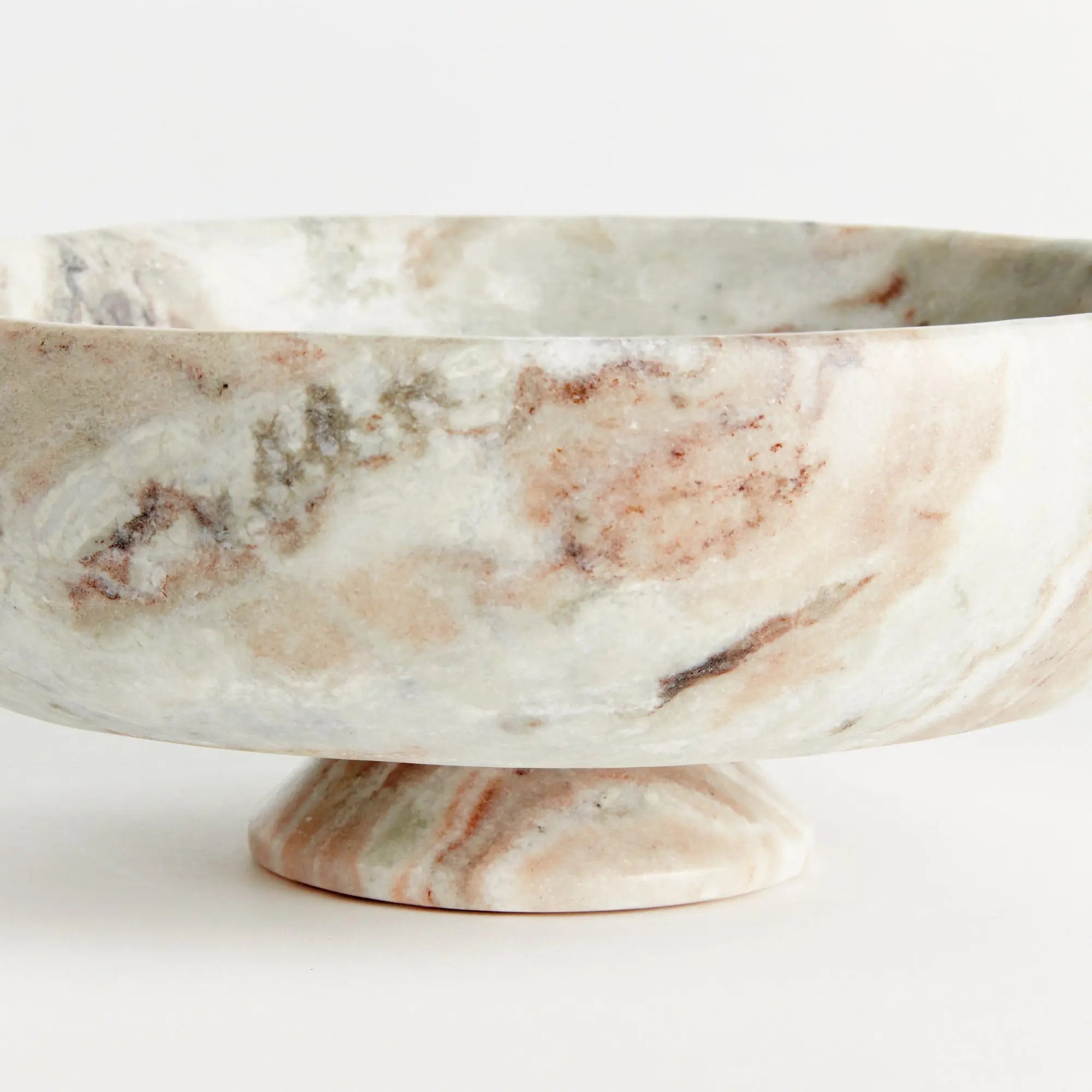 Josephine marble footed bowl with natural brown veining