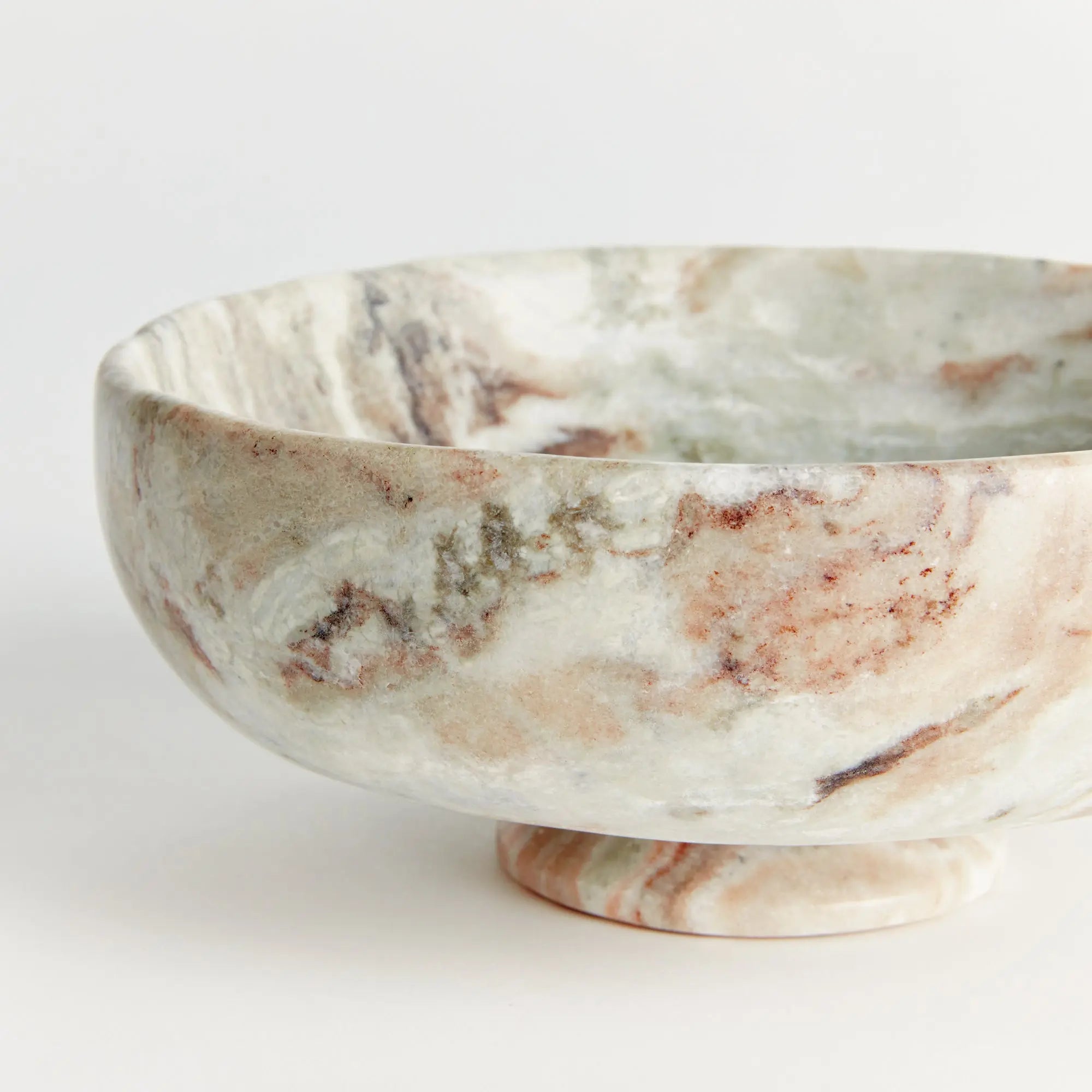Josephine marble footed bowl with natural brown veining