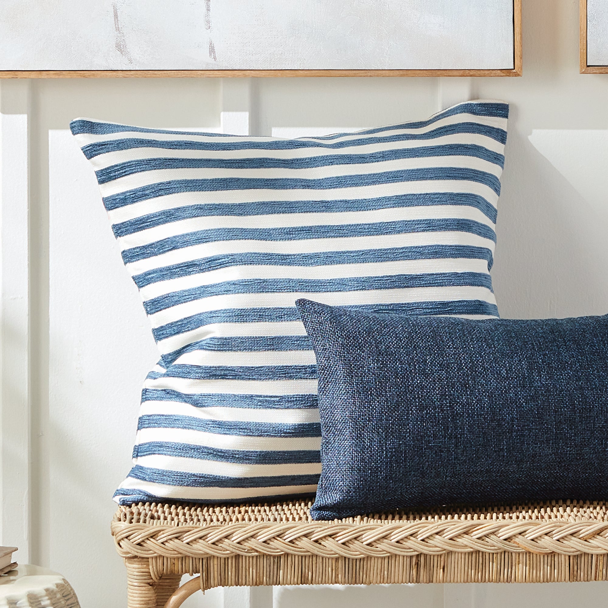 Gideon Indoor-Outdoor Lumbar & Square Pillow – Dark Blue | Weather-Resistant, Eco-Friendly Fill