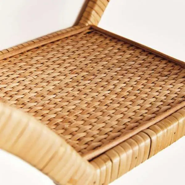 Set of 3 rattan woven wall shelves in natural finish for coastal home décor