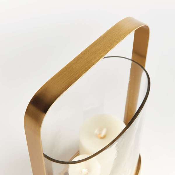 AILA Hurricane Candleholder - Oval Glass & Matte Brass Accent Napa Home & Garden