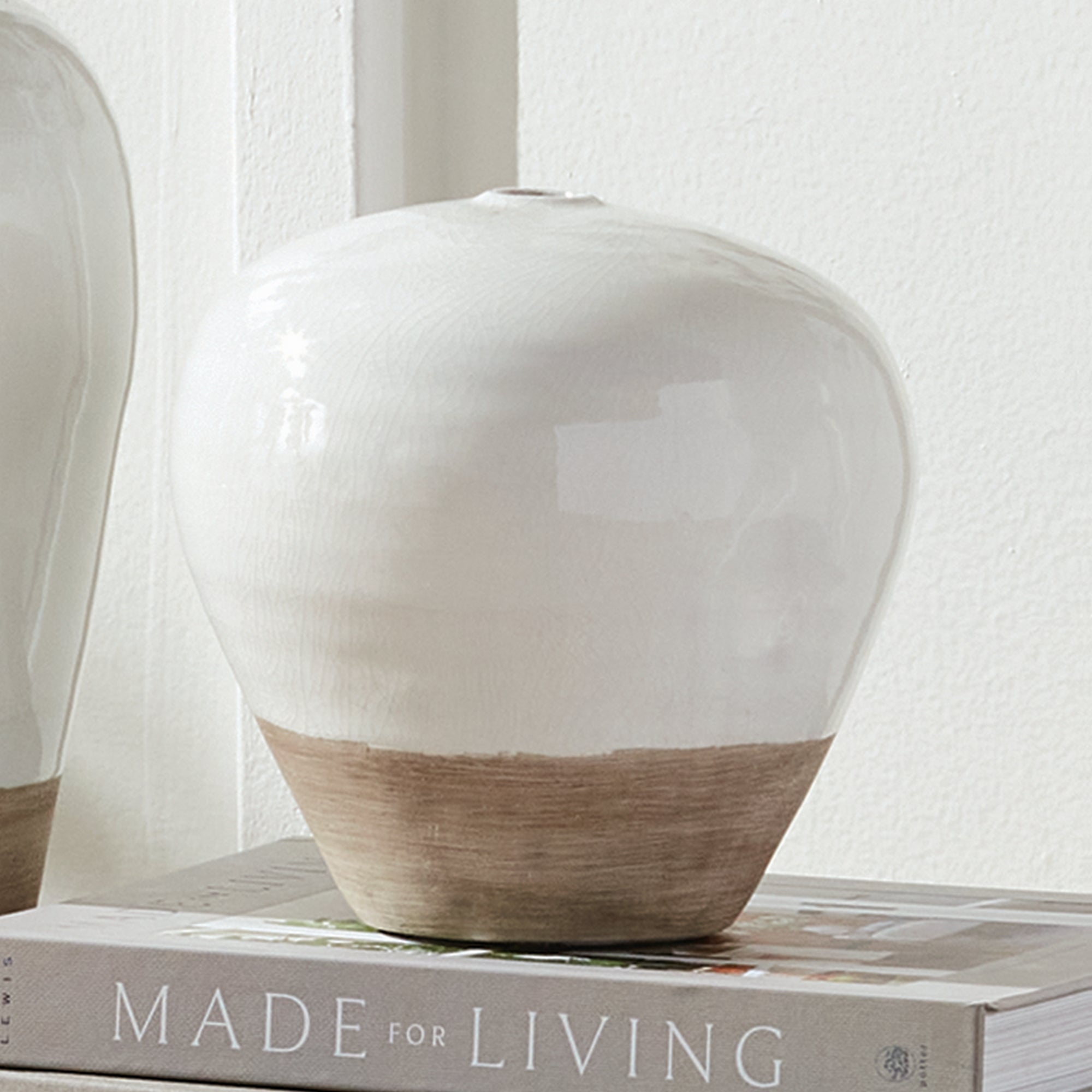 Layton Vase – Small & Large | Glossy White Reactive Glaze with Natural Clay Base