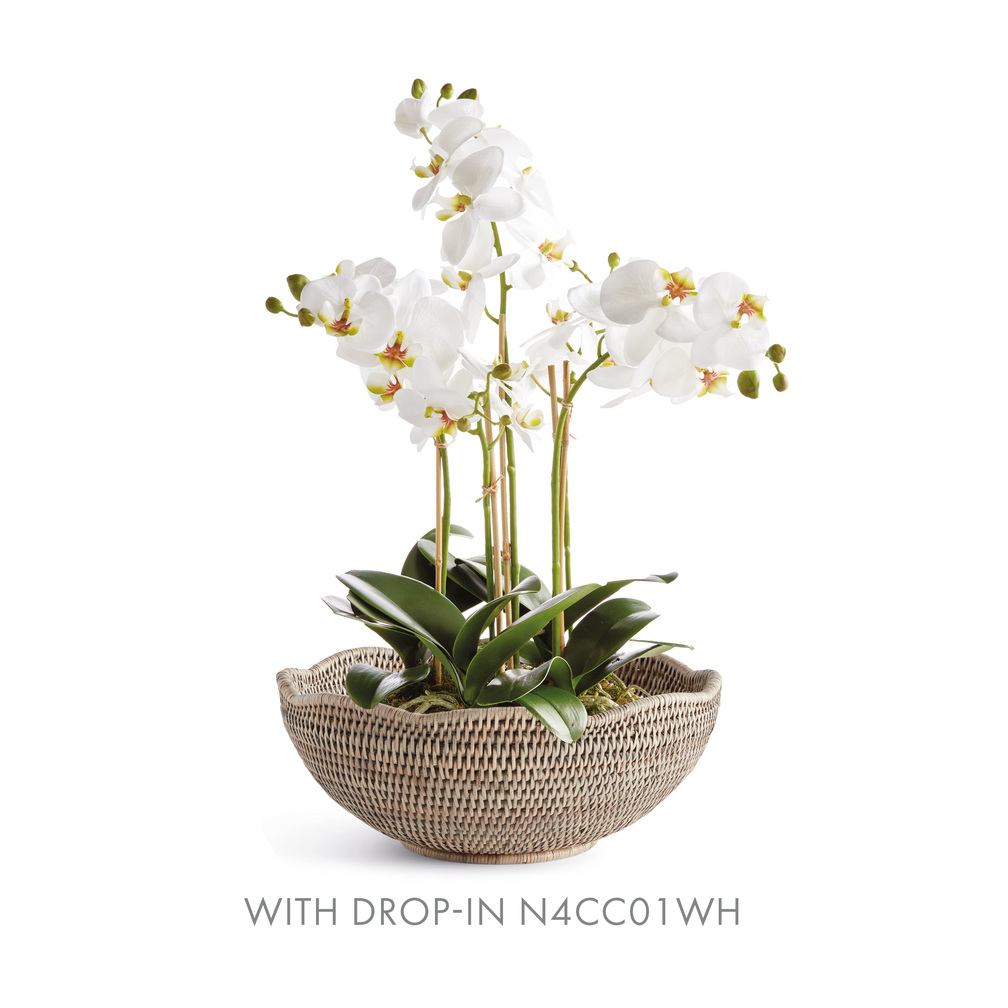 Burma Rattan Scalloped Edge Bowl - SMALL, Graywash