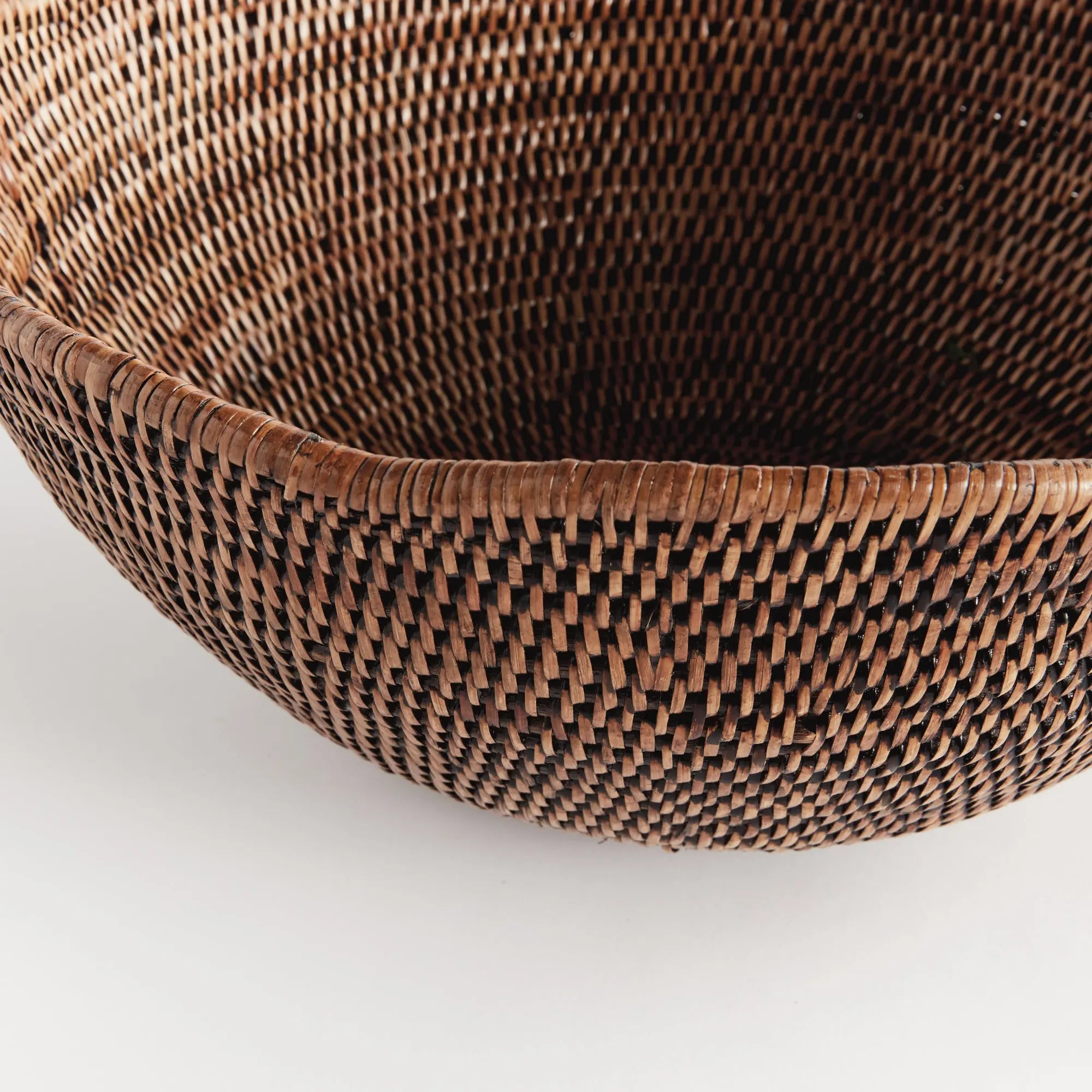 Burma Rattan Scalloped Edge Bowl - Warm Brown | LARGE