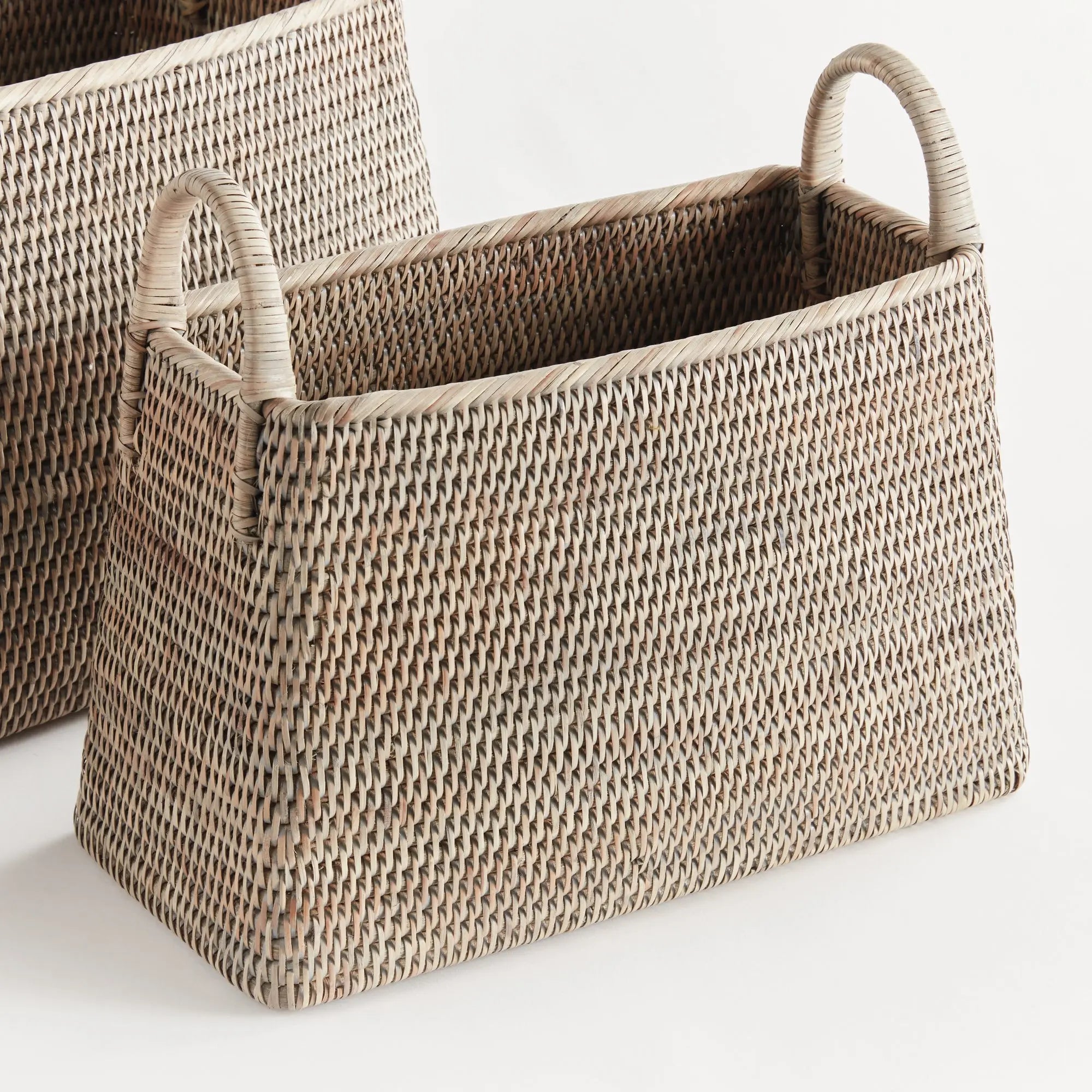 Handwoven Wicker Magazine Holders - Graywash
