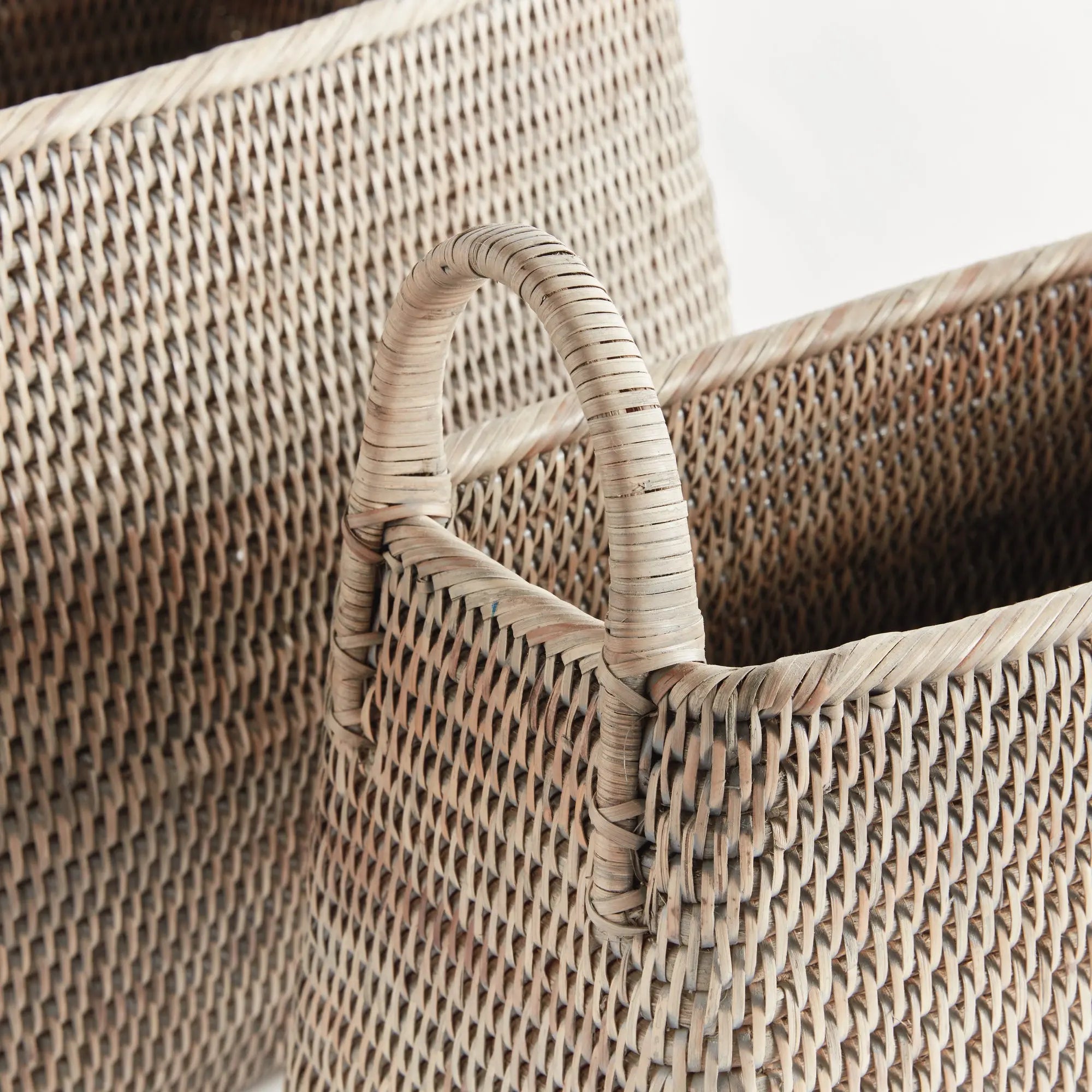 Handwoven Wicker Magazine Holders - Graywash