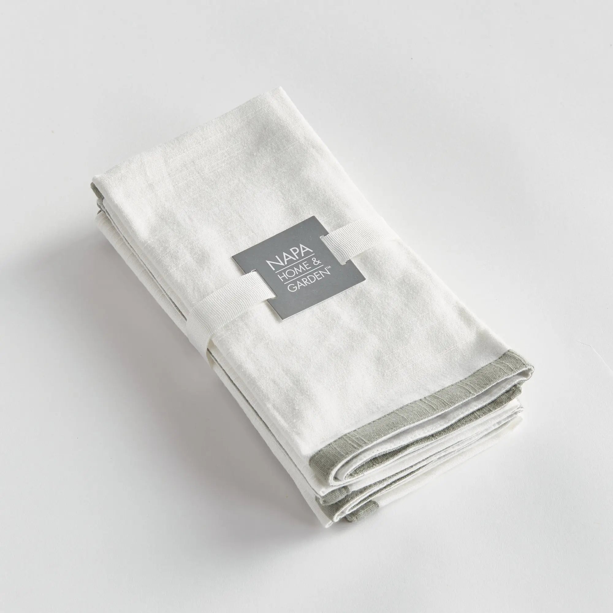 Quinn Dinner Napkins (White/Grey), SET OF 4