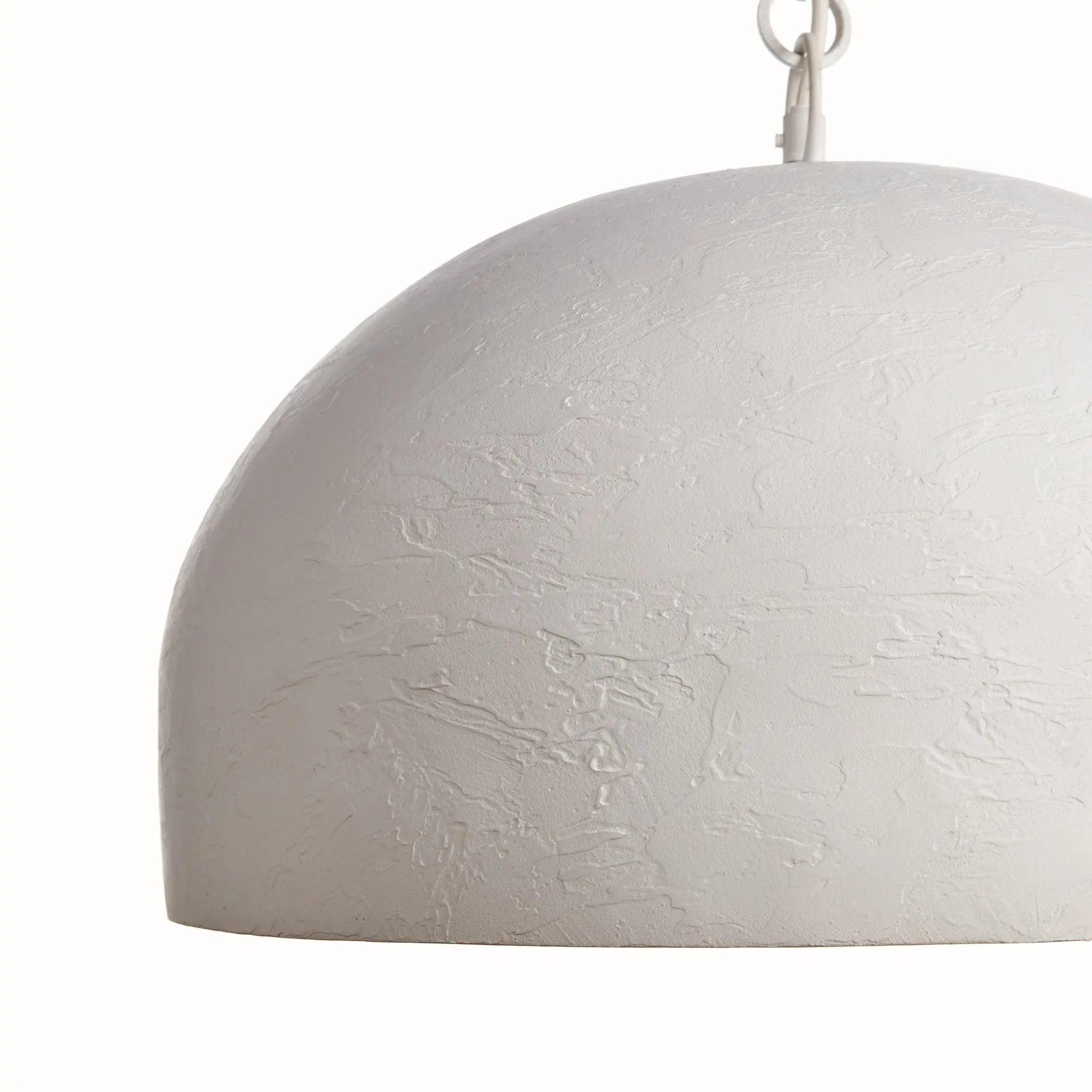 thayer medium Textured white pendant light on a white background