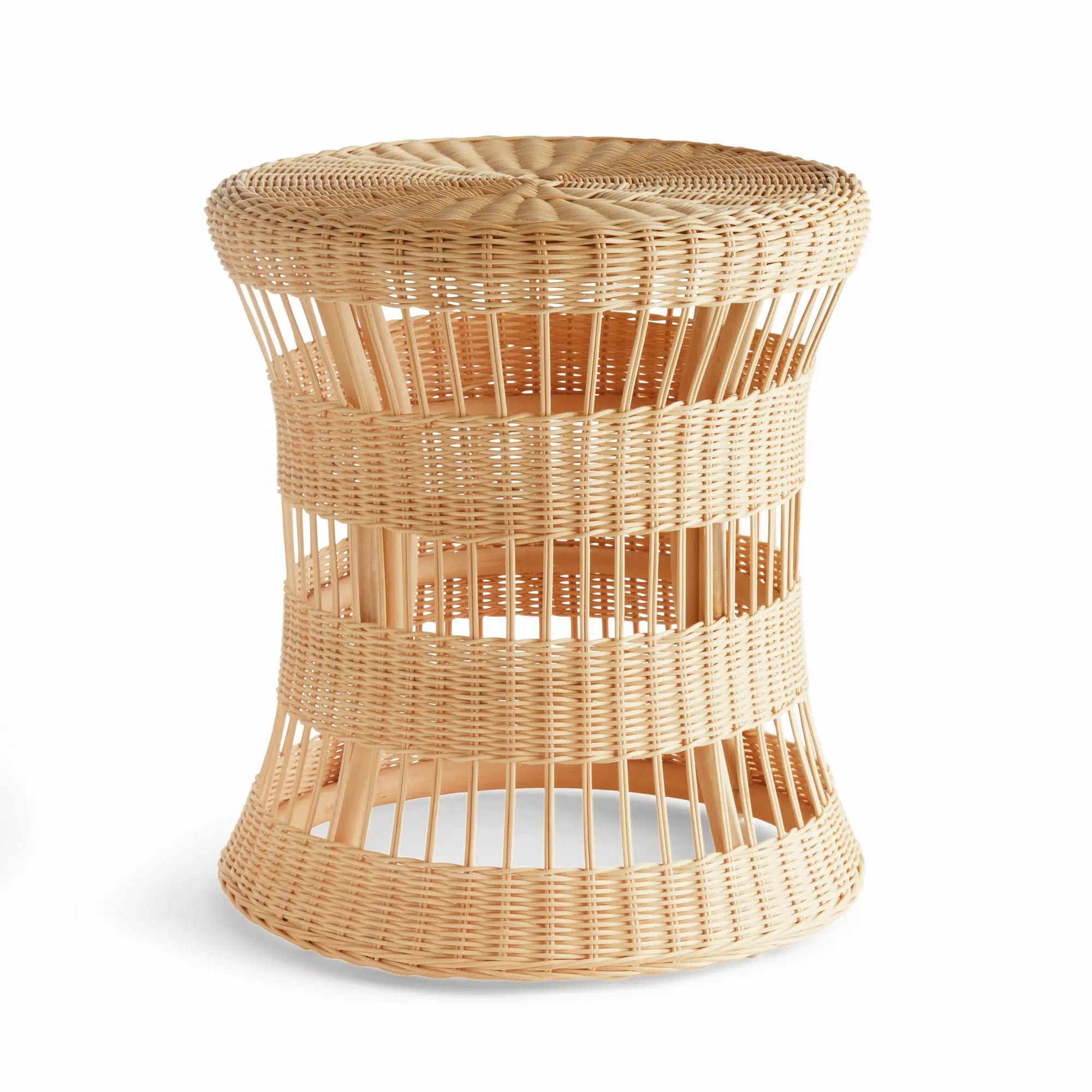 Ashton rattan end table with woven pattern