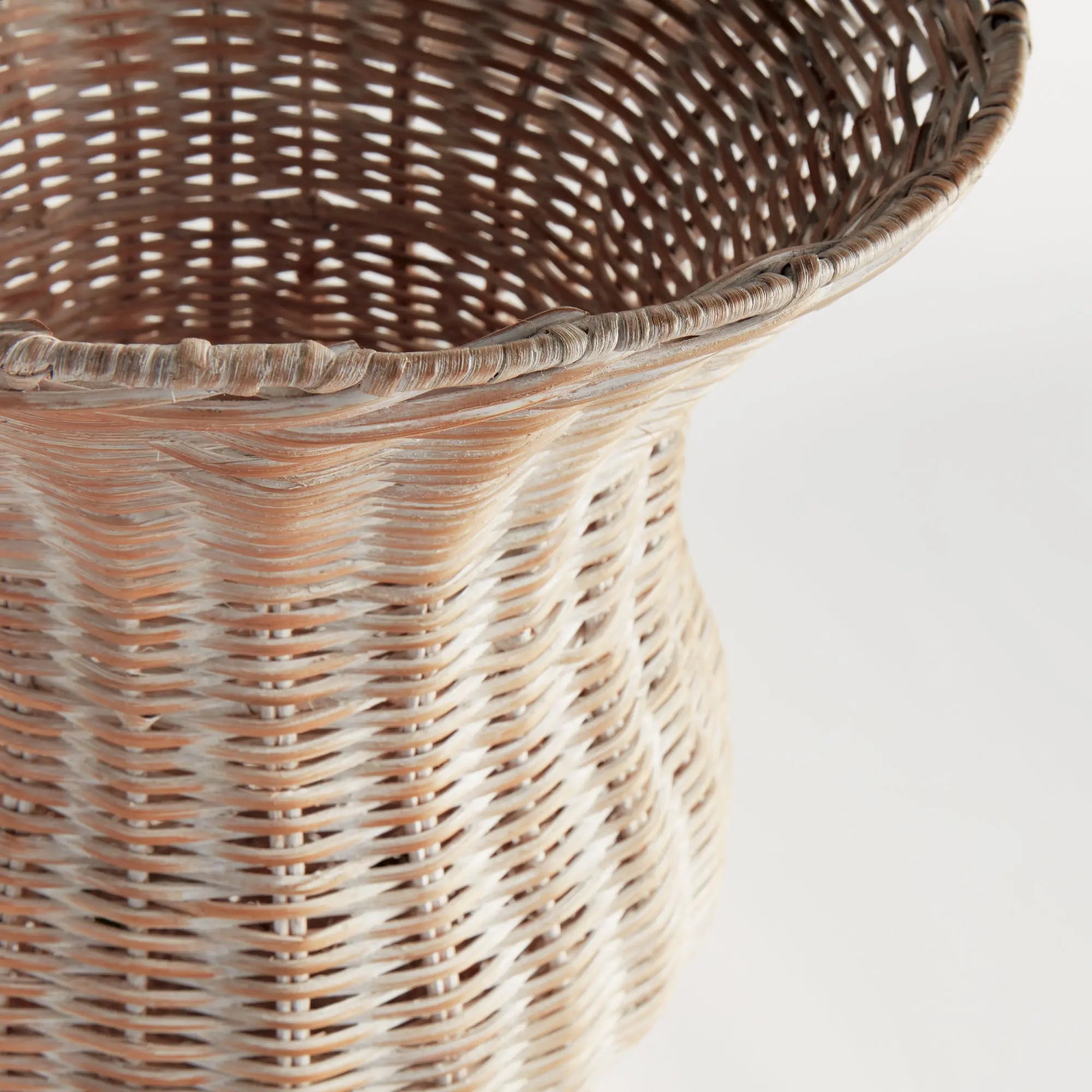 Chesapeake Rattan Footed Urn - 22" Tall | Whitewash or Natural Vessel - Villa Decor & Design