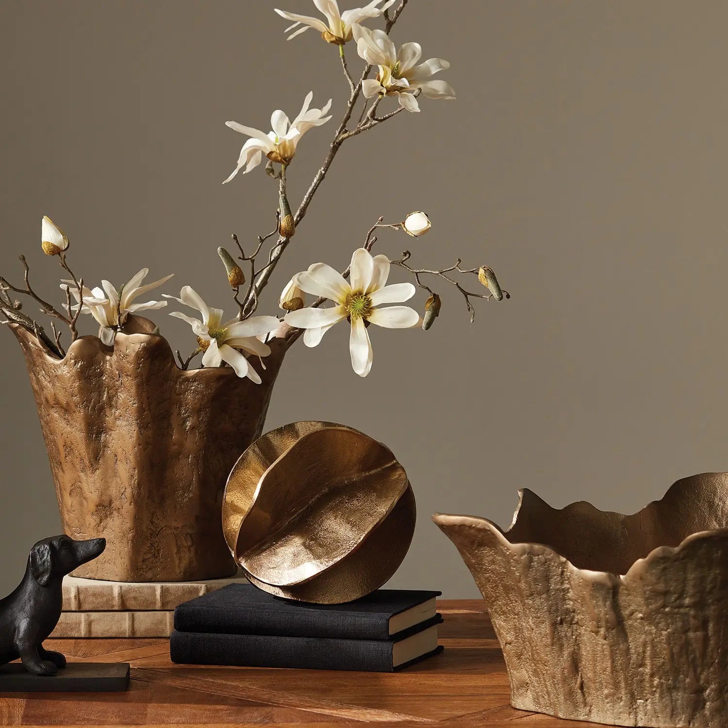 Devin Sculpture - Gold Cast Aluminum Organic Sculpture - Villa Decor & Design