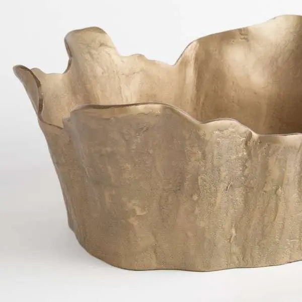 Garin Decorative Bowl - 22" Organic Antique Brass Cast Aluminum Bowl - Villa Decor & Design
