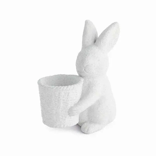 Janie Rabbit with Basket Pot - Speckled Concrete Garden Planter - Villa Decor & Design
