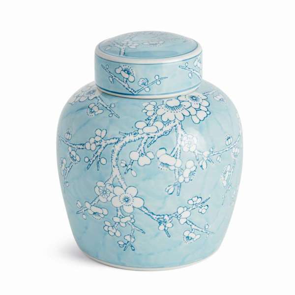 Monarch Empress Lidded Jar - Blue & White Parrot Motif Porcelain Jar - Villa Decor & Design