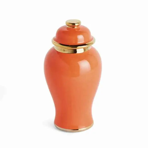 Eva Lidded Ginger Jar - High-Gloss Orange & Gold Ceramic Jar (Small or Large) Napa Home & Garden