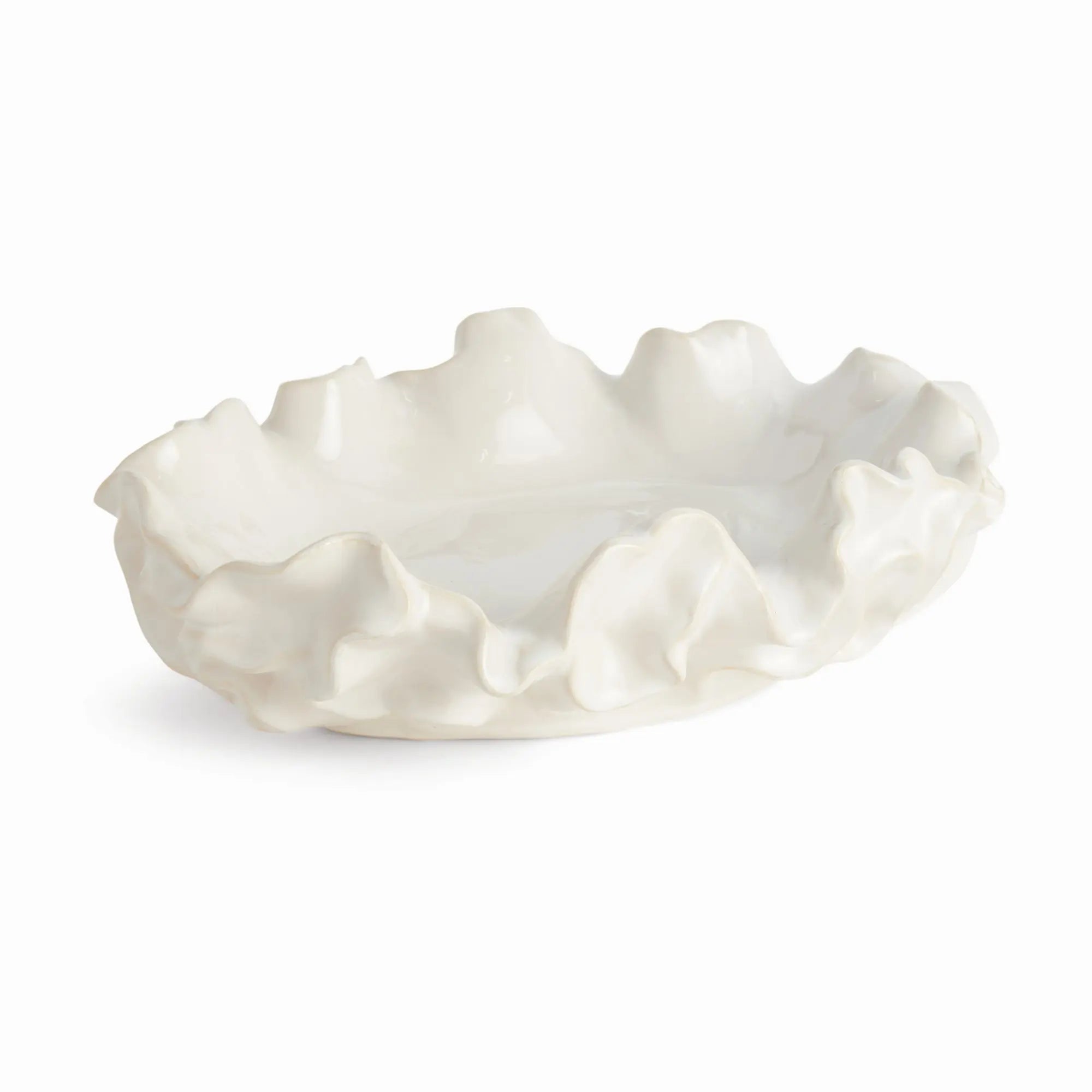 Camilla Ruffled Decorative Bowl - Handcrafted Stoneware Statement Piece (2 Sizes & 2 Colors) - Villa Decor & Design