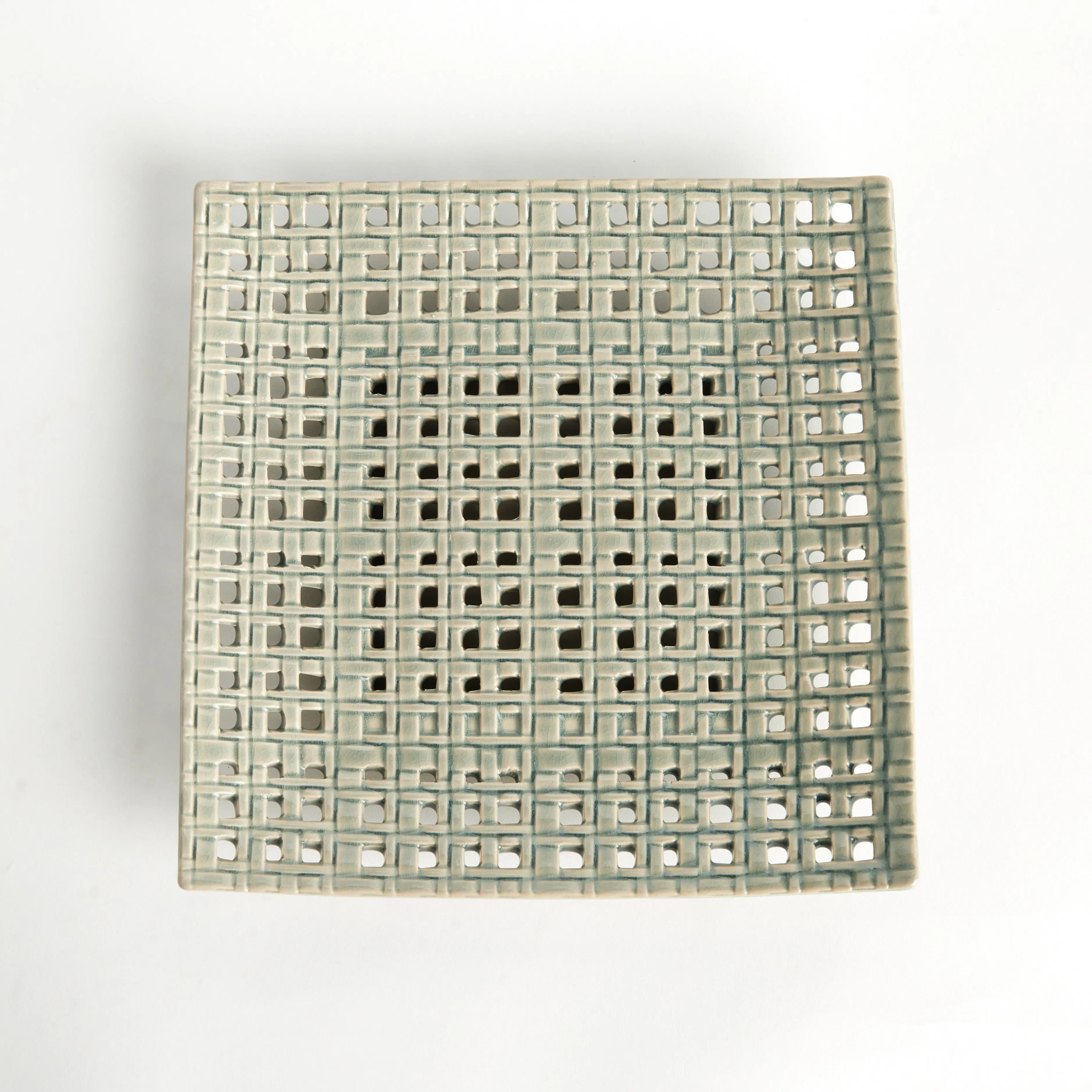 Emily Stoneware Tray - Sand-Casted Open Weave Decorative Accent (Square or Rectangular) - Villa Decor & Design