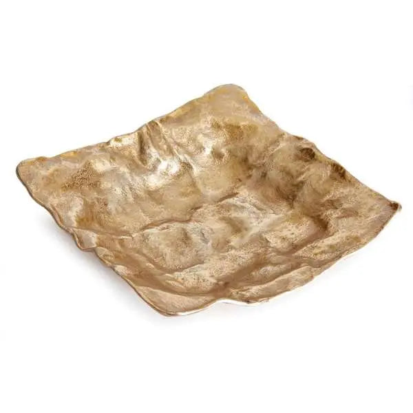 Arlene Large Decorative Tray - Gold Cast Aluminum Centerpiece - Villa Decor & Design
