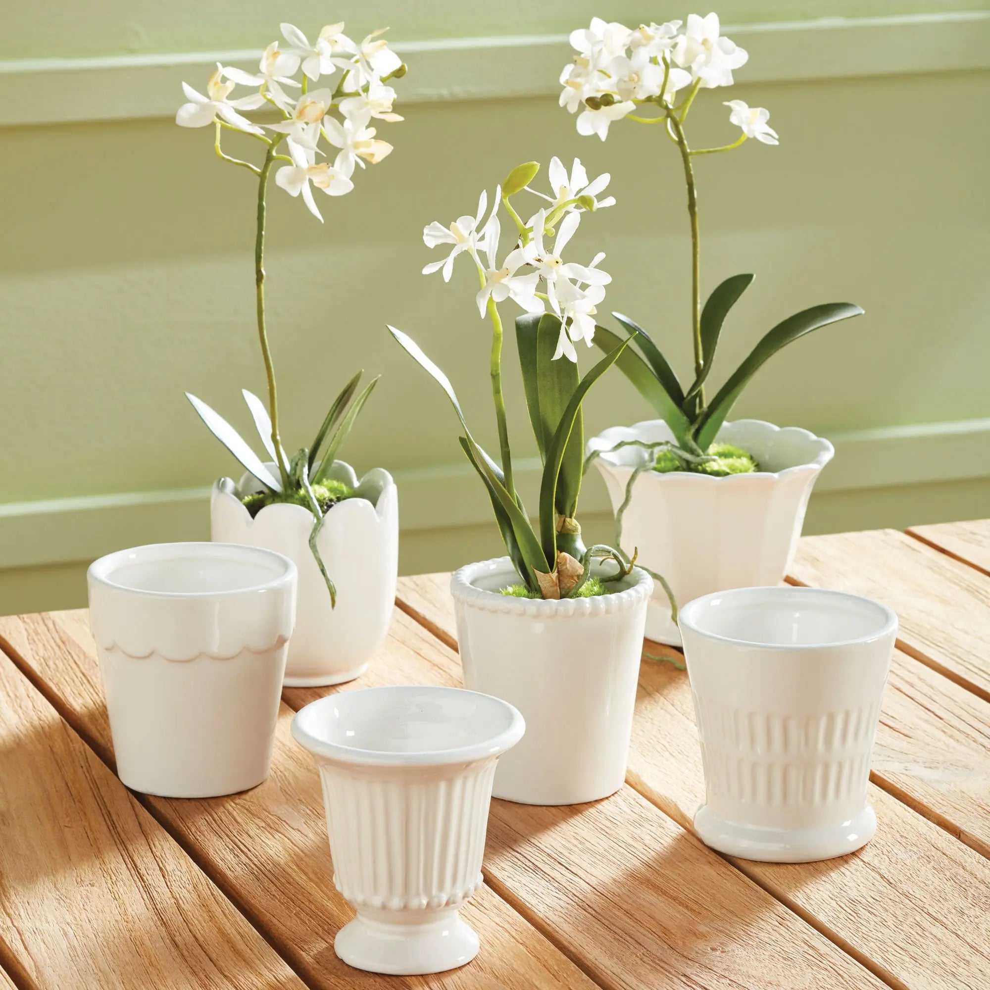 Mirabelle Mini Cachepots - Set of 6 Assorted Clay Vessels (White, Yellow, or Blue) - Villa Decor & Design
