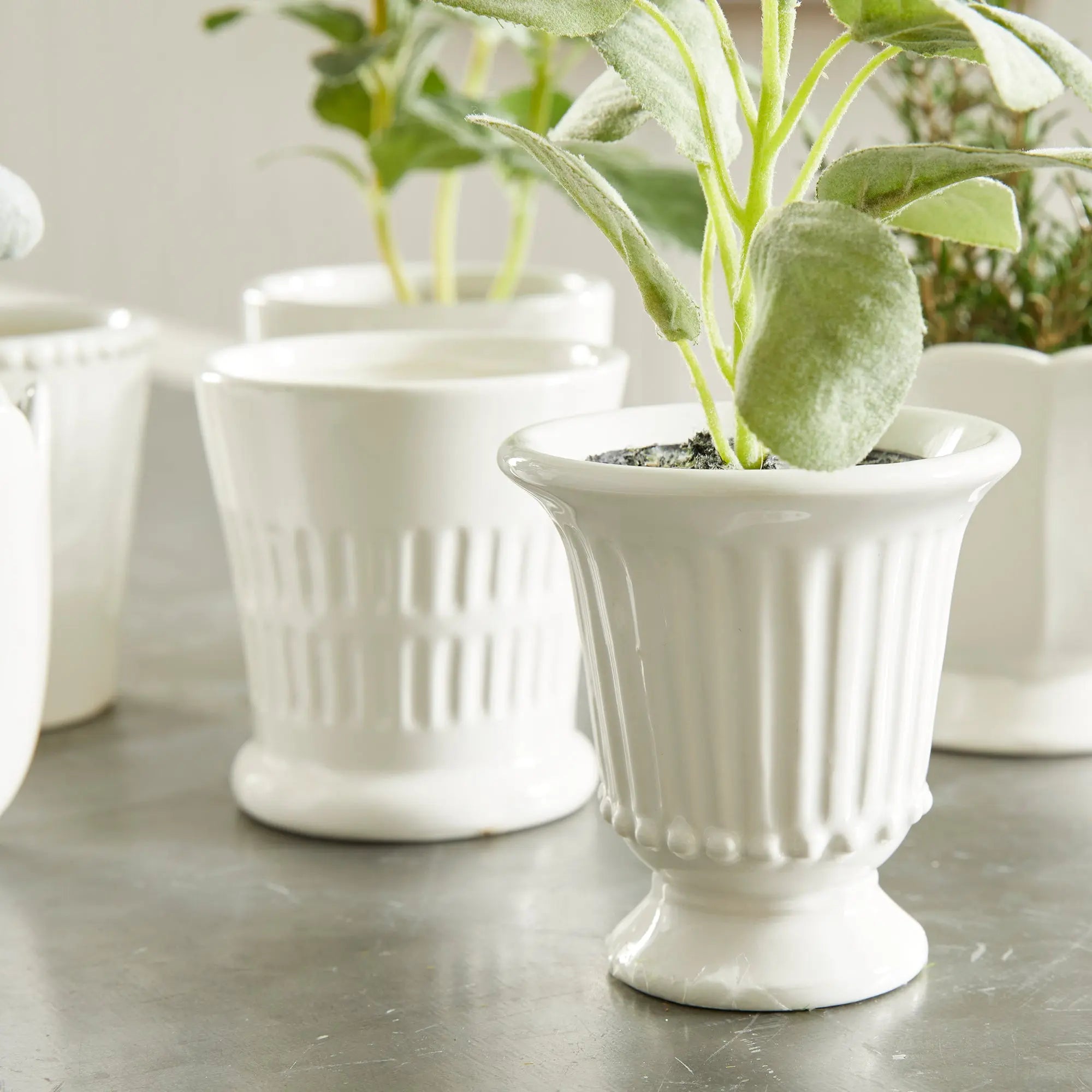 Mirabelle Mini Cachepots - Set of 6 Assorted Clay Vessels (White, Yellow, or Blue) - Villa Decor & Design