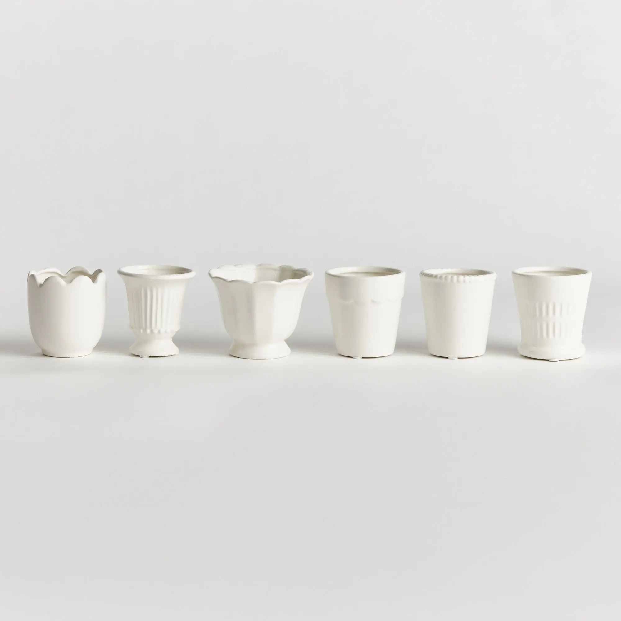 Mirabelle Mini Cachepots - Set of 6 Assorted Clay Vessels (White, Yellow, or Blue) - Villa Decor & Design