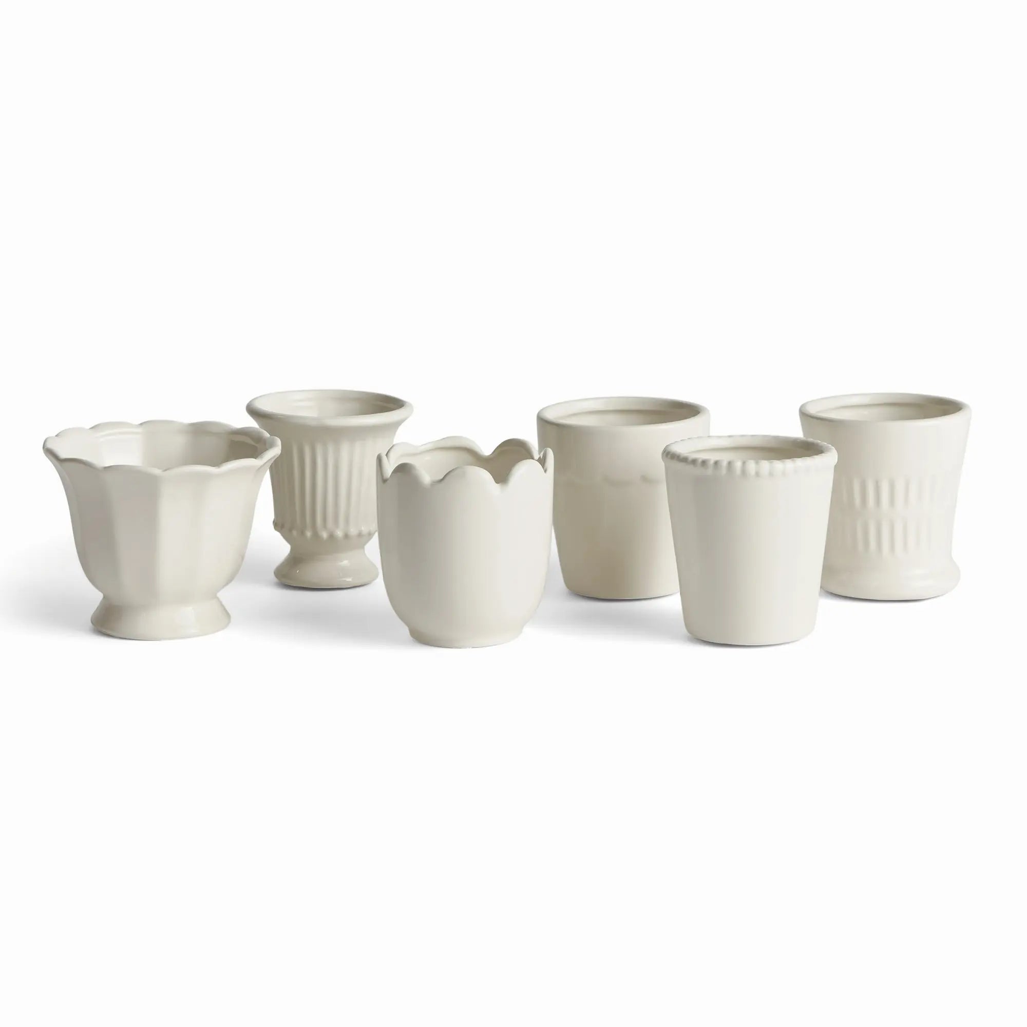 Mirabelle Mini Cachepots - Set of 6 Assorted Clay Vessels (White, Yellow, or Blue) - Villa Decor & Design