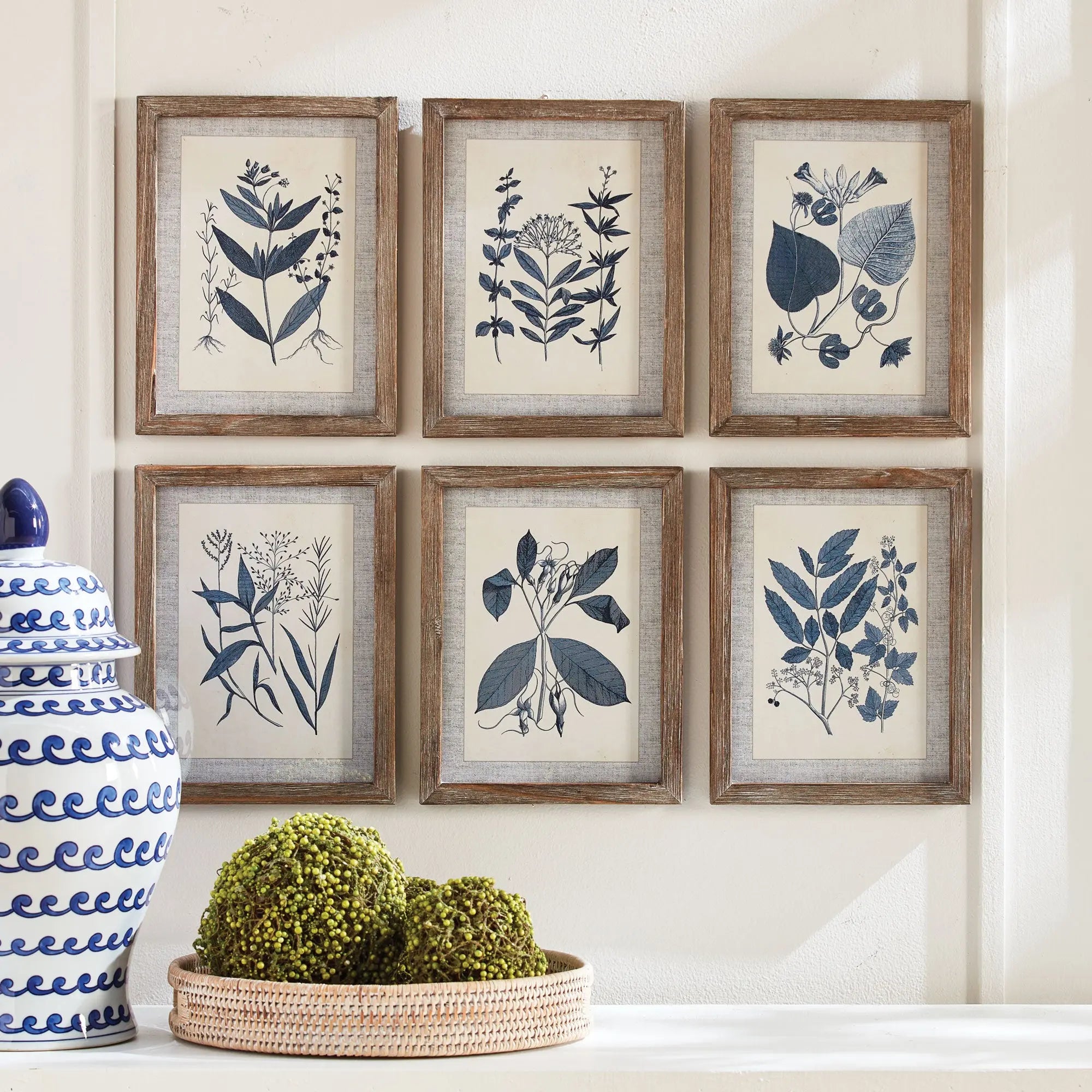 BLUE LEAF PETITE PRINTS, SET OF 6 Villa Decor & Design