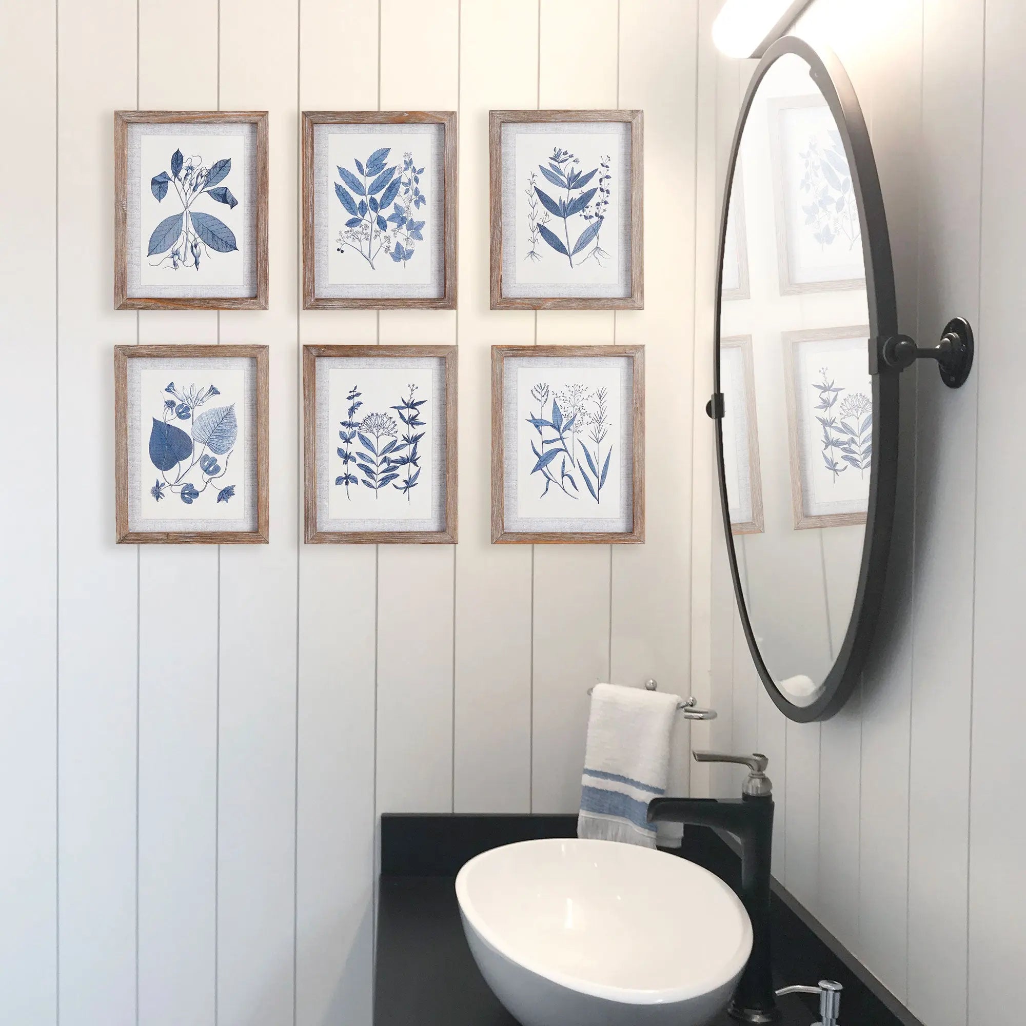 BLUE LEAF PETITE PRINTS, SET OF 6 Villa Decor & Design