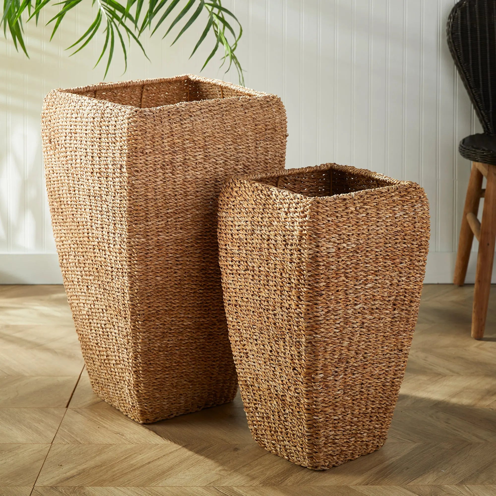 SEAGRASS TALL SQUARE PLANTERS, SET OF 2 Villa Decor & Design