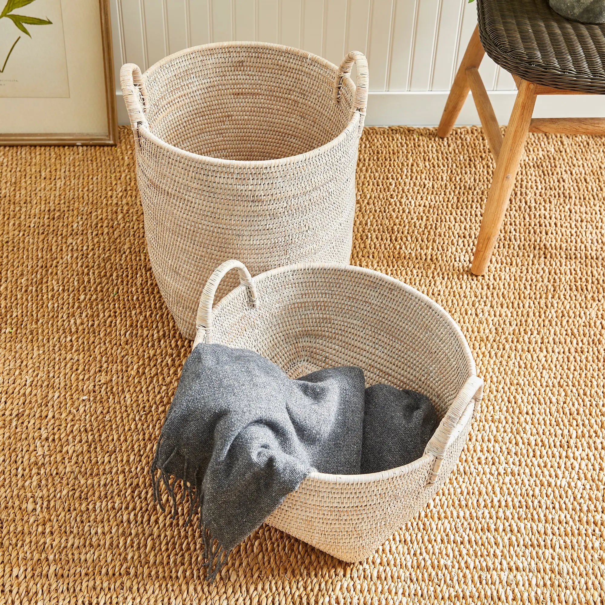 BURMA RATTAN ORCHARD BASKETS, SET OF 2 Villa Decor & Design