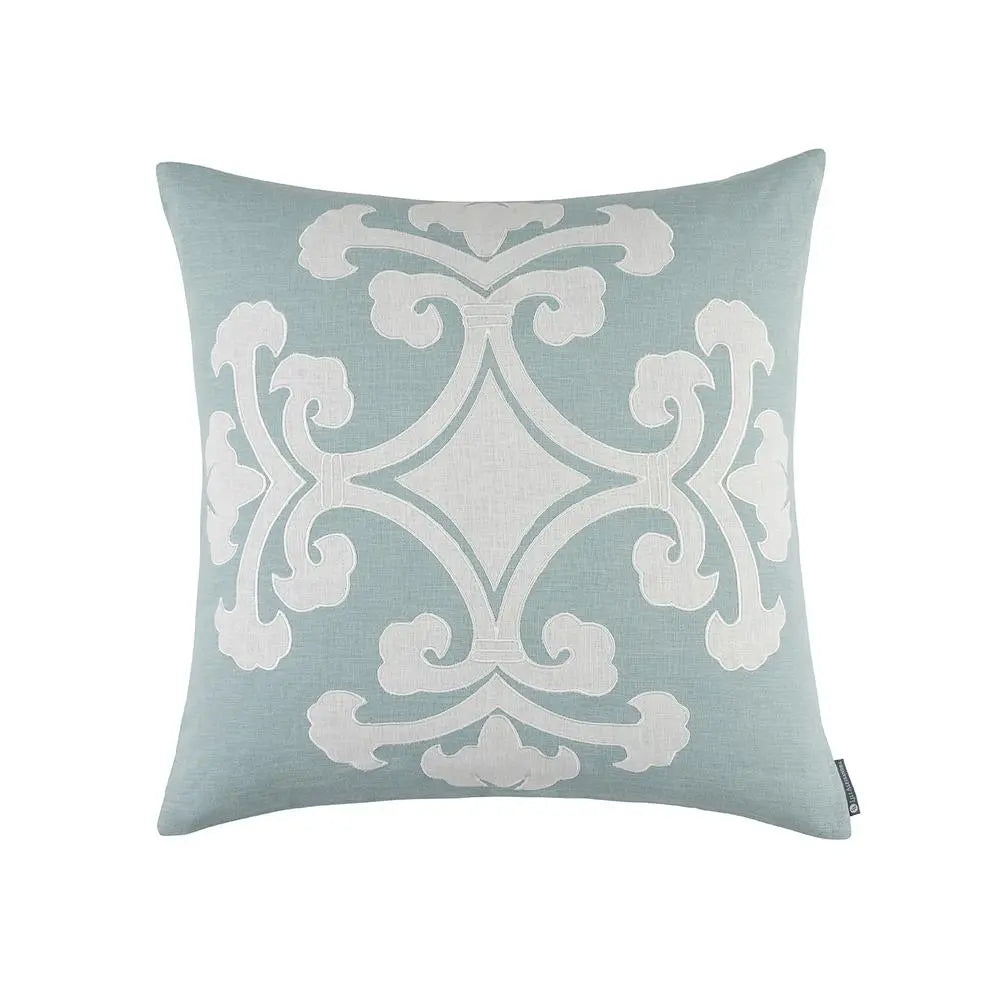 spa blue and white decorative pillow, Lili Alessandra pillows