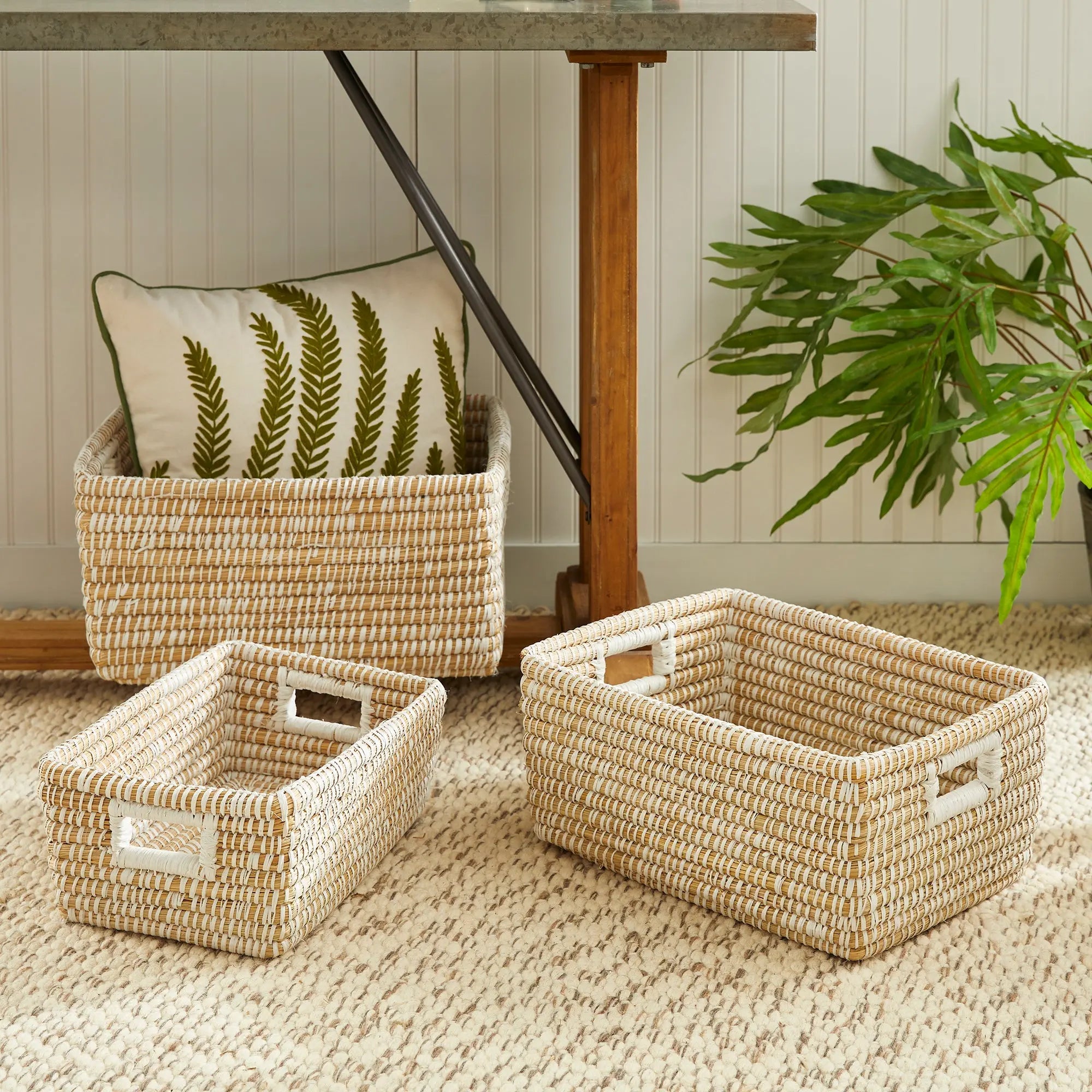 RIVERGRASS RECTANGULAR STORAGE BASKETS, SET OF 3 Villa Decor & Design