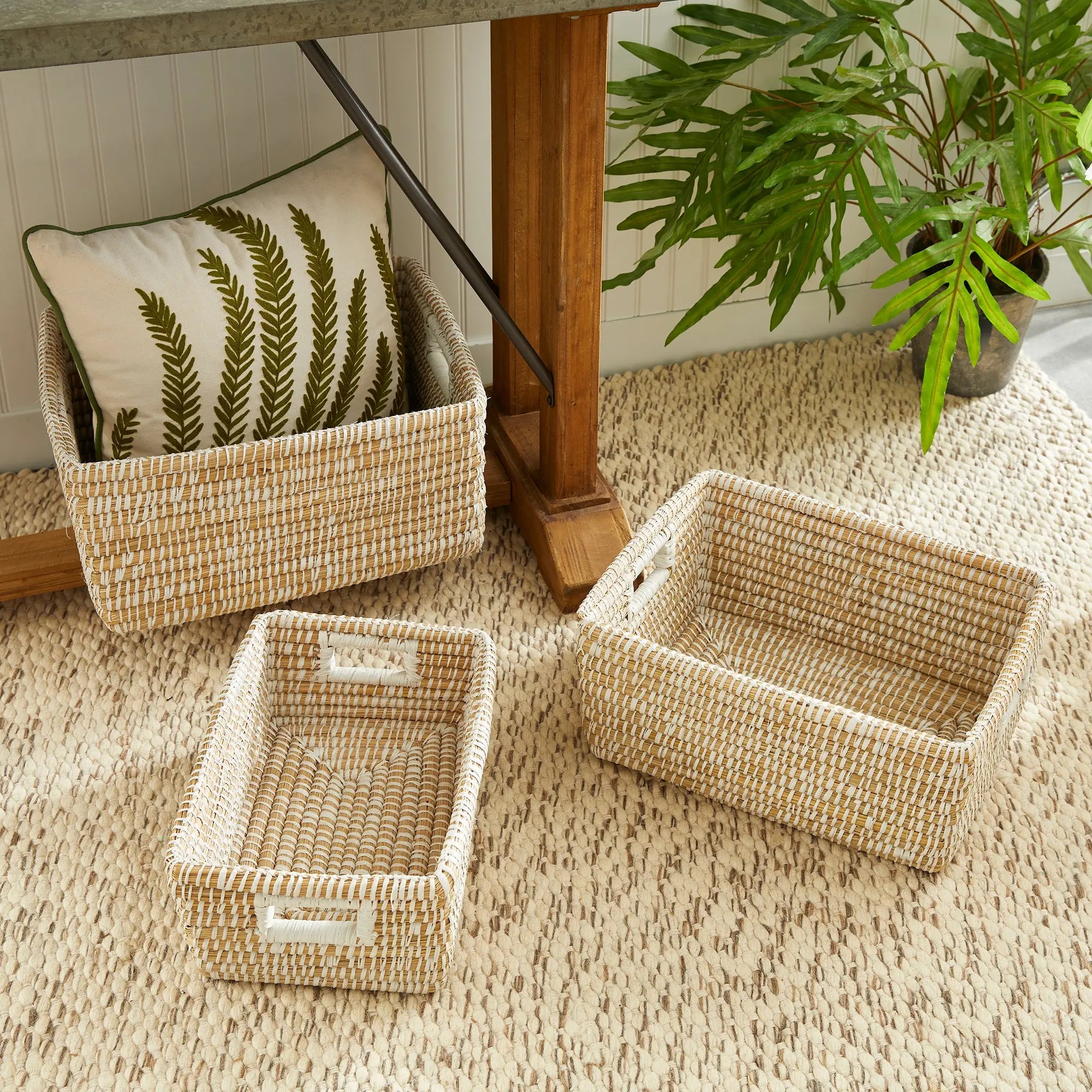 RIVERGRASS RECTANGULAR STORAGE BASKETS, SET OF 3 Villa Decor & Design