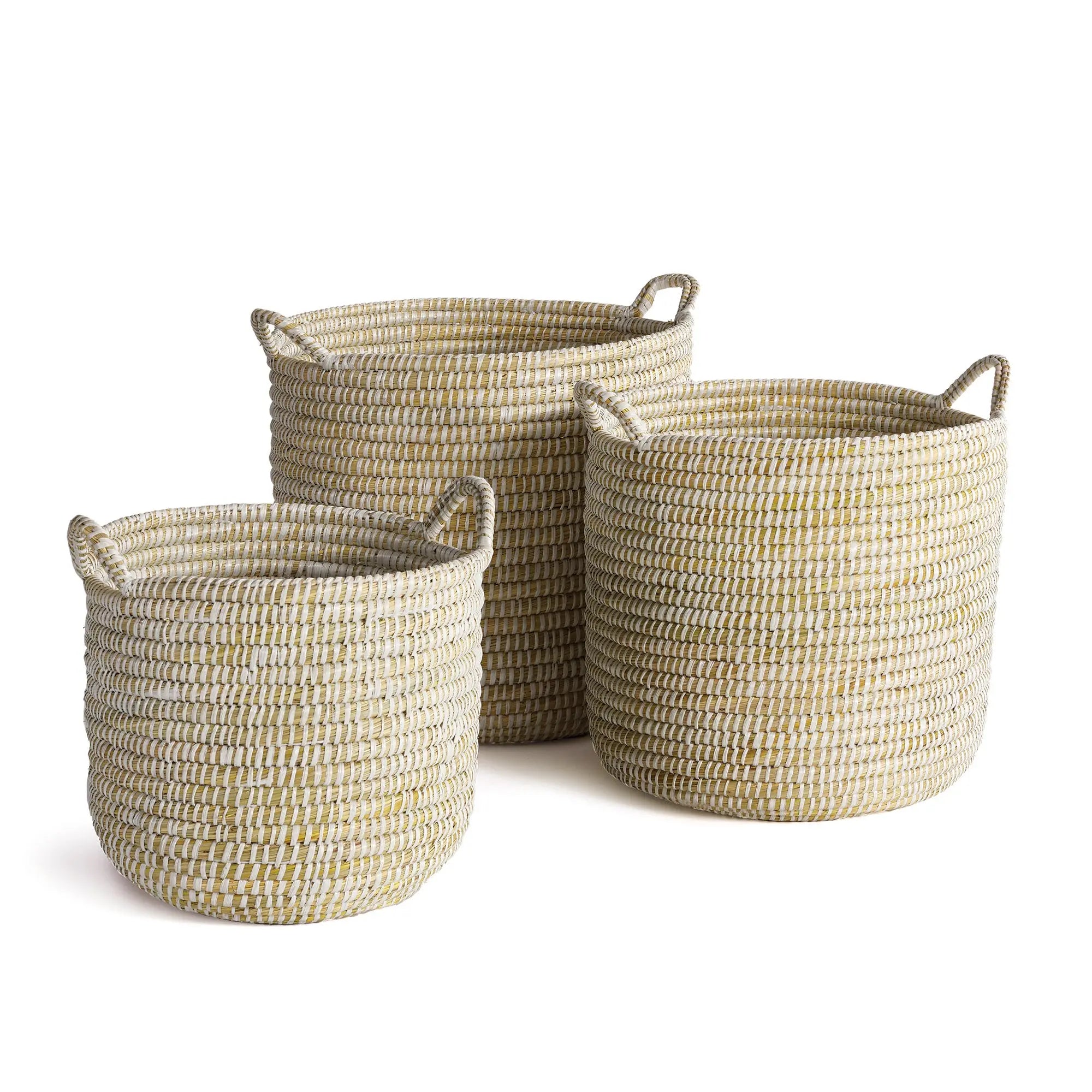 Rivergrass Round Baskets w/ Handles, SET OF 3