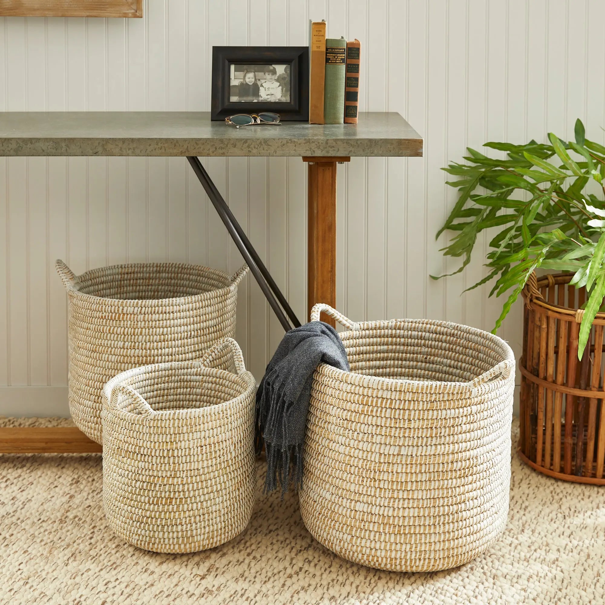 Rivergrass Round Baskets w/ Handles, SET OF 3