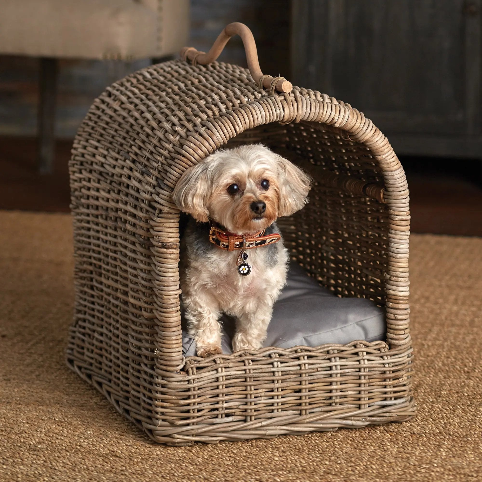 Small Normandy pet bed in stylish dove gray finish