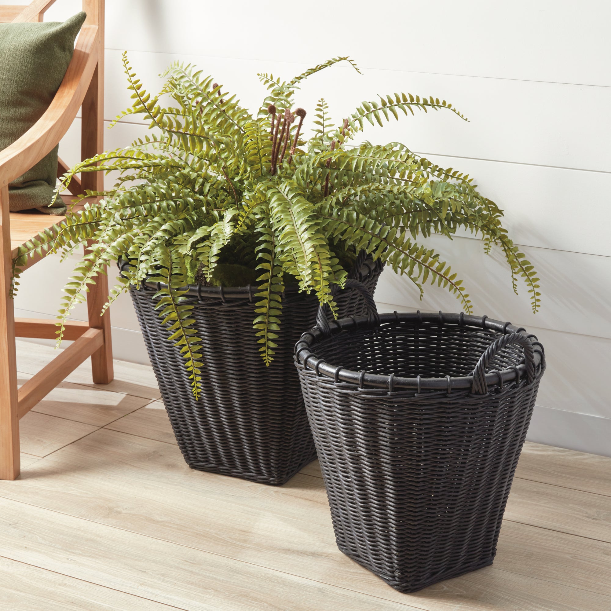 Set of Two Tapered Woven Baskets
