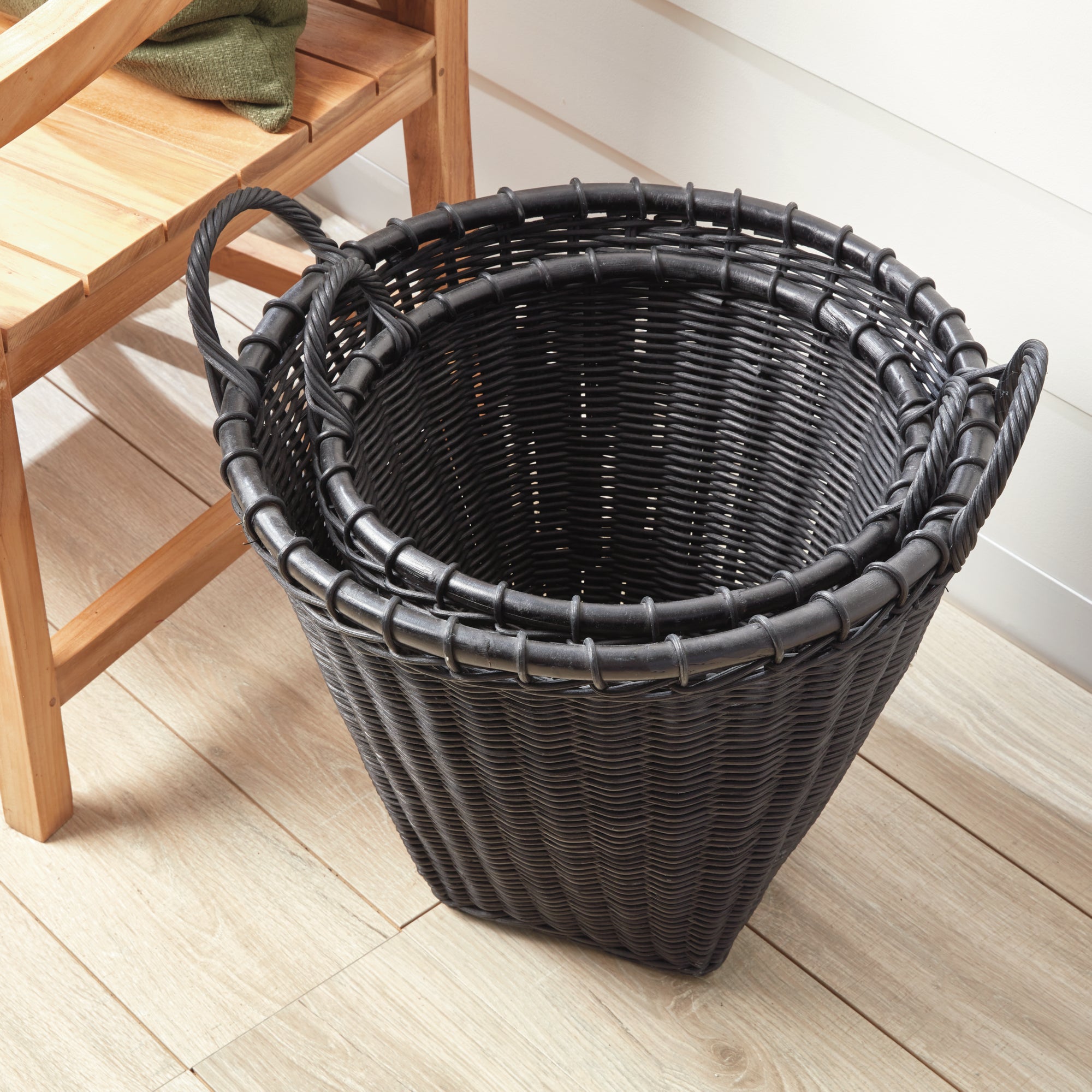 Set of Two Tapered Woven Baskets
