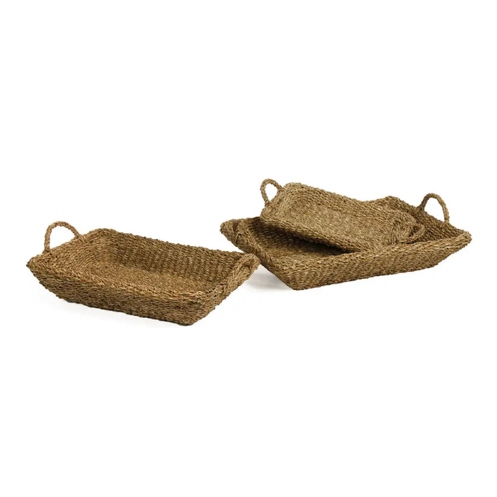 SEAGRASS TRAYS WITH HANDLES, SET OF 3 Villa Decor & Design