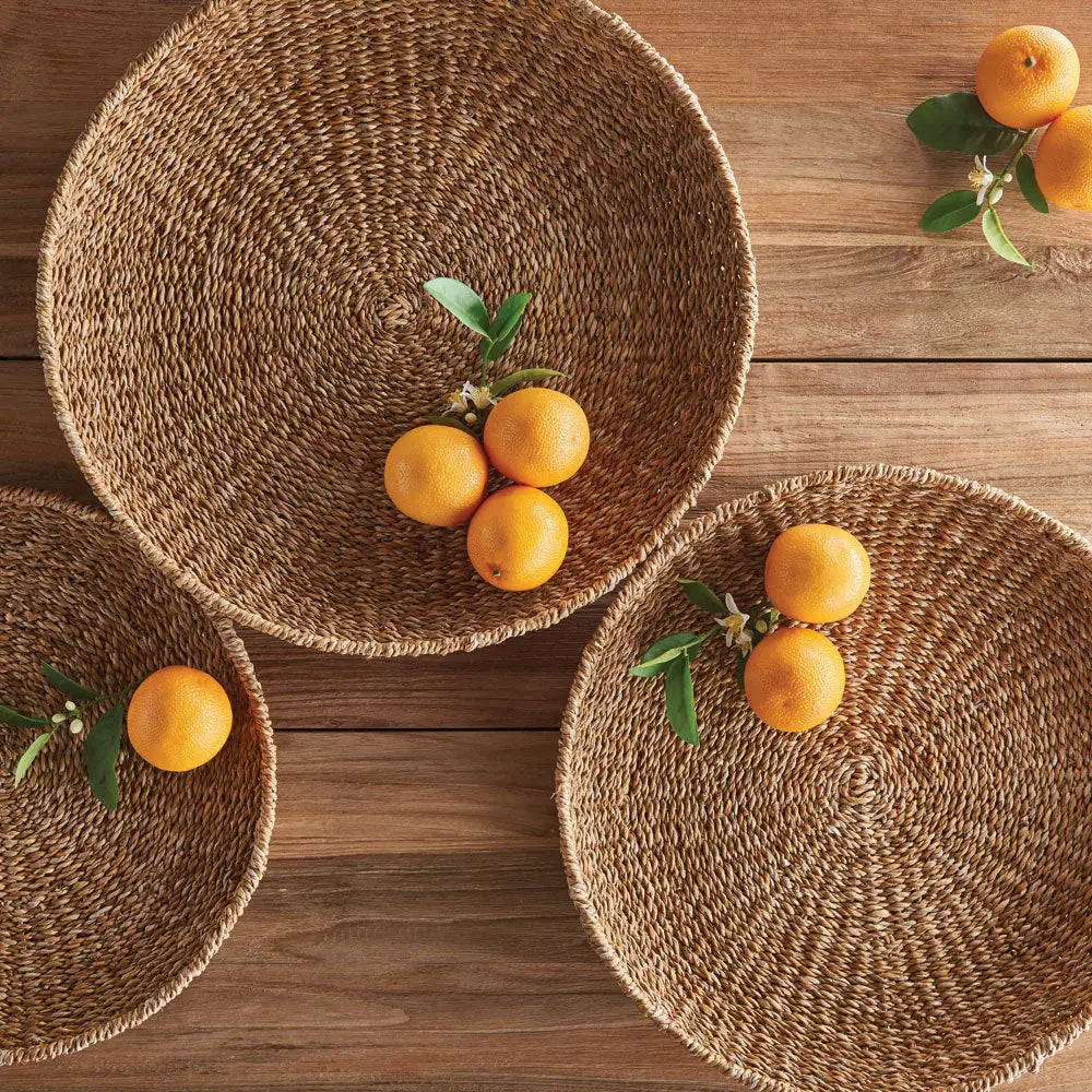 SEAGRASS ROUND TRAYS, SET OF 3 Villa Decor & Design