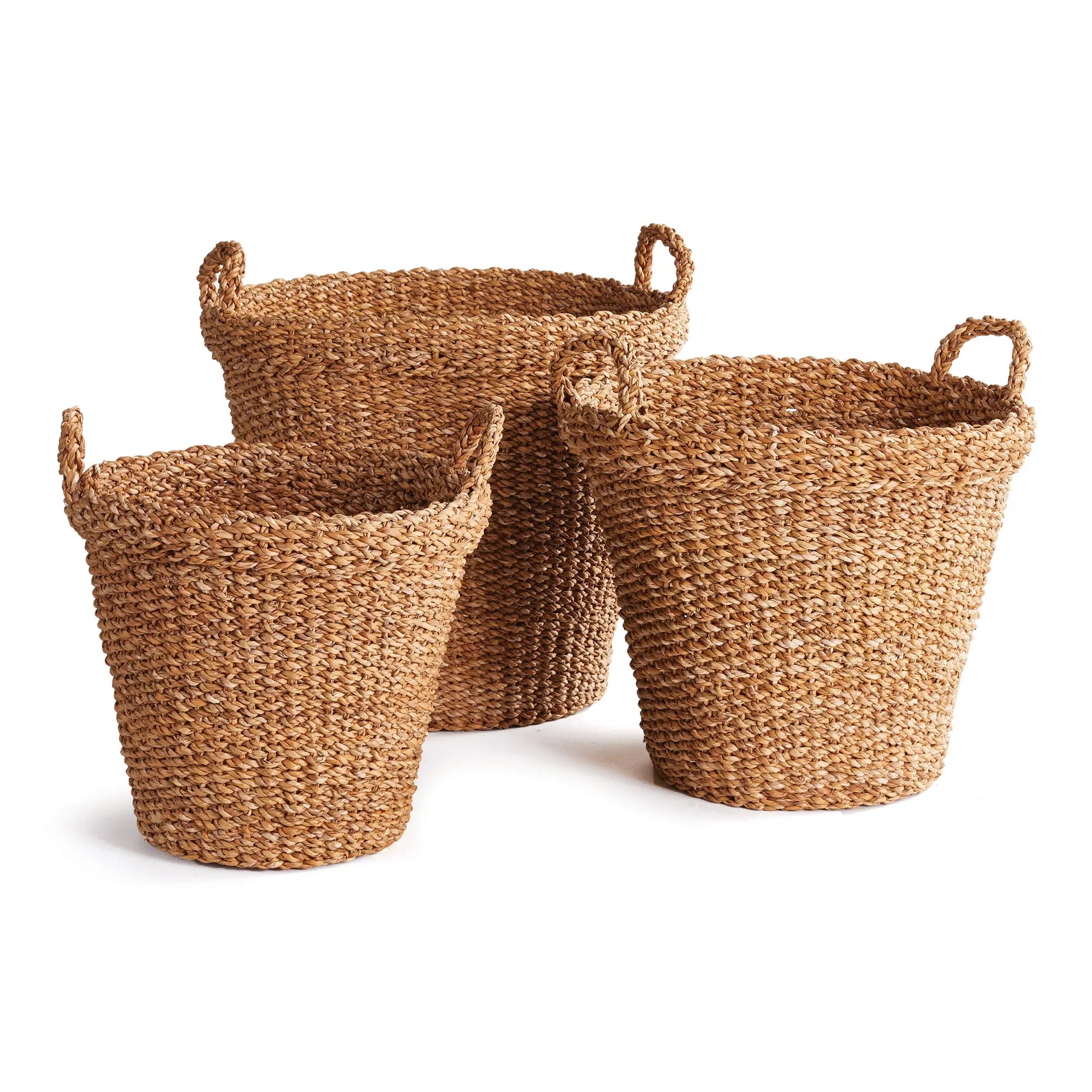 SEAGRASS TAPERED BASKETS WITH HANDLES, SET OF 3 Villa Decor & Design